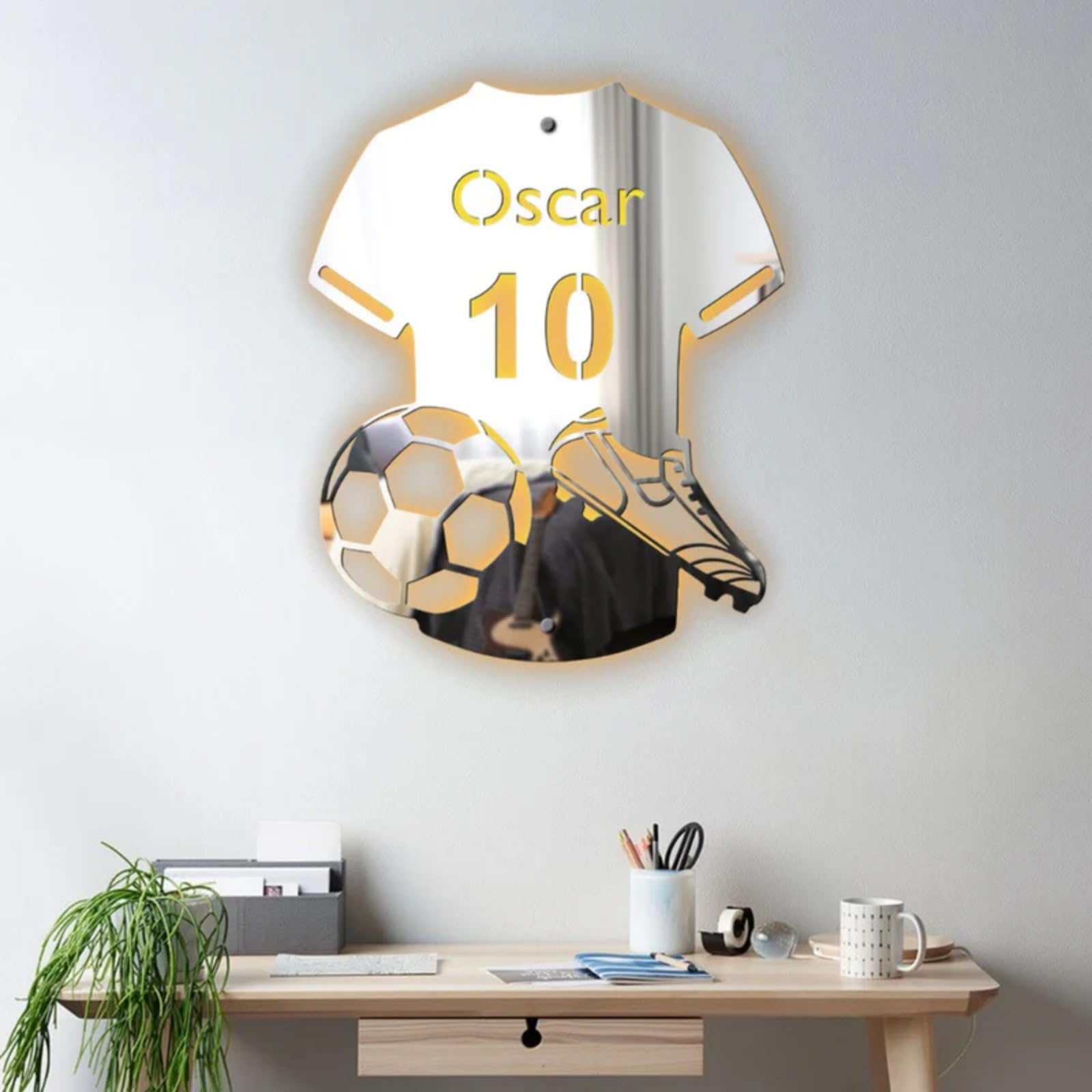 Lampada Neon Personalizzata Maglia Calcio Con Nome - LED USB, 7 Colori, Per Camera E Regali - Foto 3