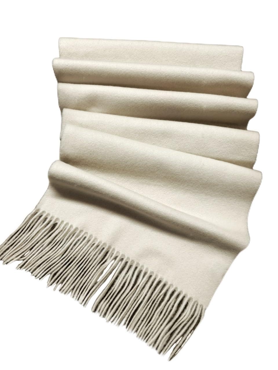 Cashmere Boutique Luxurious Lamb's Wool Winter Scarf, Winter White, 12 x 70 Inches, Unisex Cold Weather Accessory