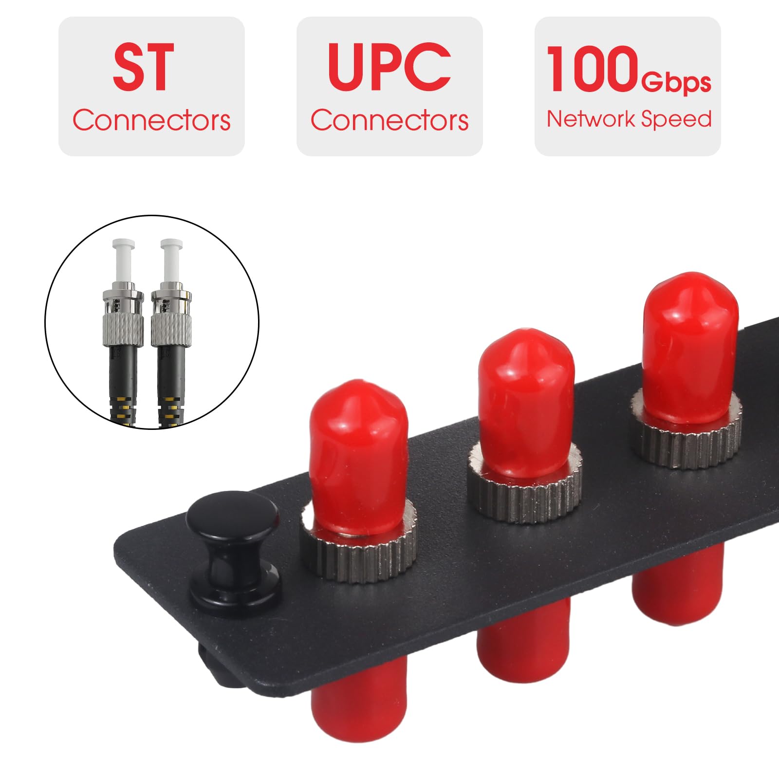 Lot de 2 panneaux de brassage Simplex ST en fibre avec adaptateurs Simplex monomode rouge ST 6 ports fibre
