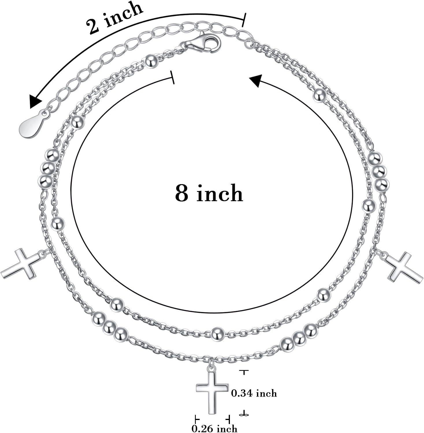 Anklet for Women S925 Sterling Silver Adjustable Plus Foot Plus Ankle Bracelet Jewelry - Image 6