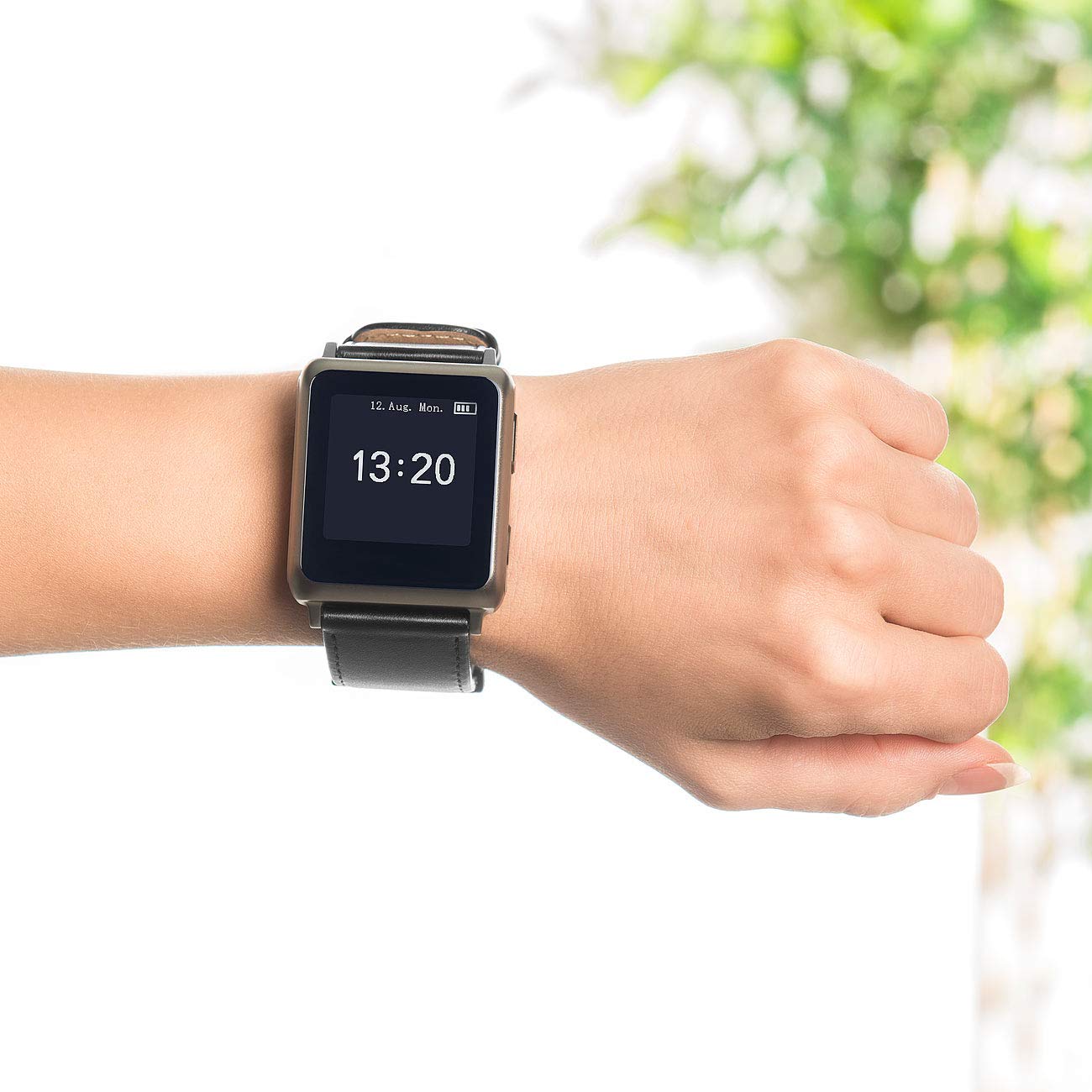 newgen medicals Medizinische Uhr: Medizinische Blutdruck-Armbanduhr mit Pumpe, E-Ink, Bluetooth & App (Uhr Blutdruck, Smartwatch, Gesundheitsuhr für Senioren mit Blutdruckmessung)