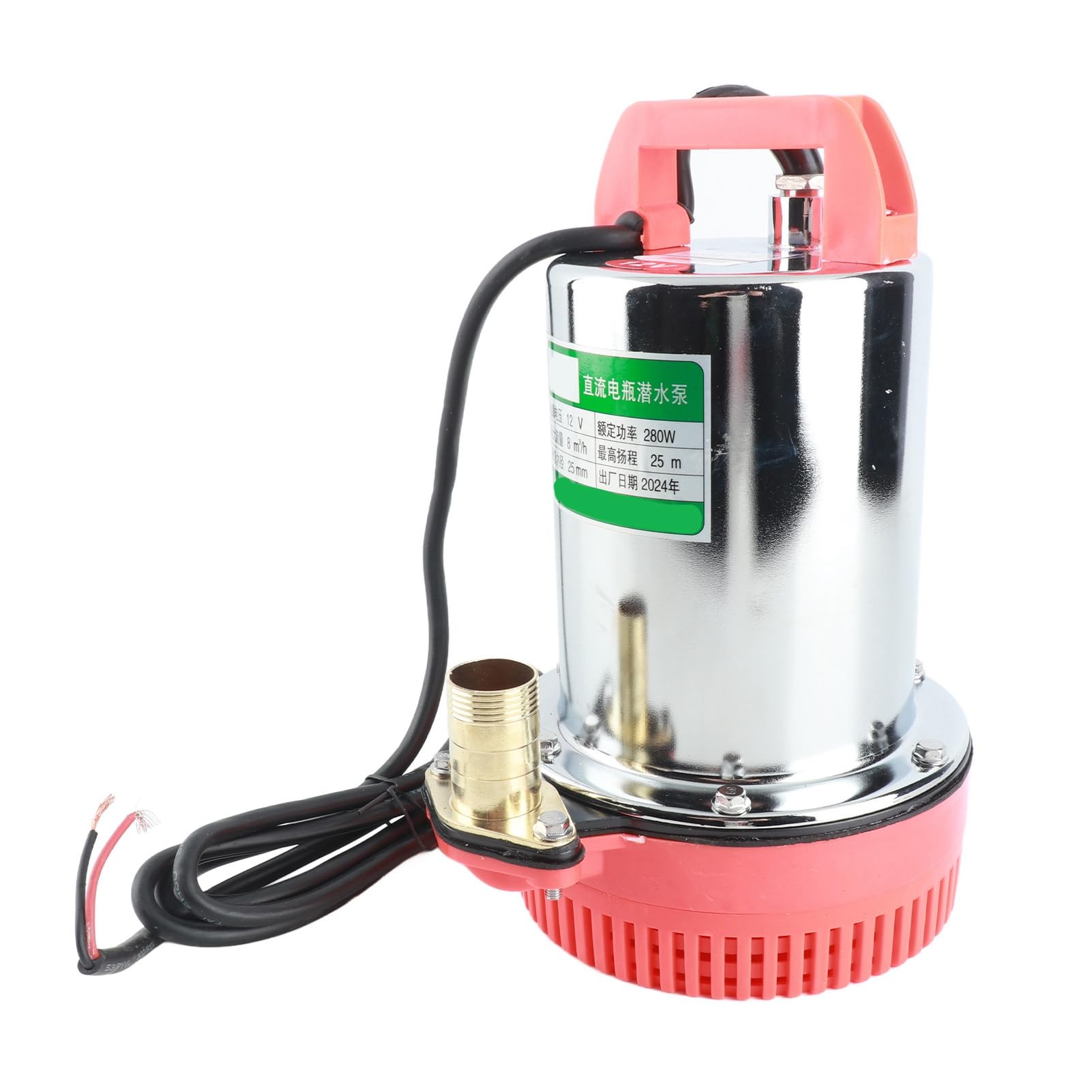 Eujgoov Pompa Sommergibile DC 12V, Pompa per Irrigazione per Pozzi Profondi con Motore in Rame, Potenza 280W per Inverdimento del Giardino e Drenaggio Domestico