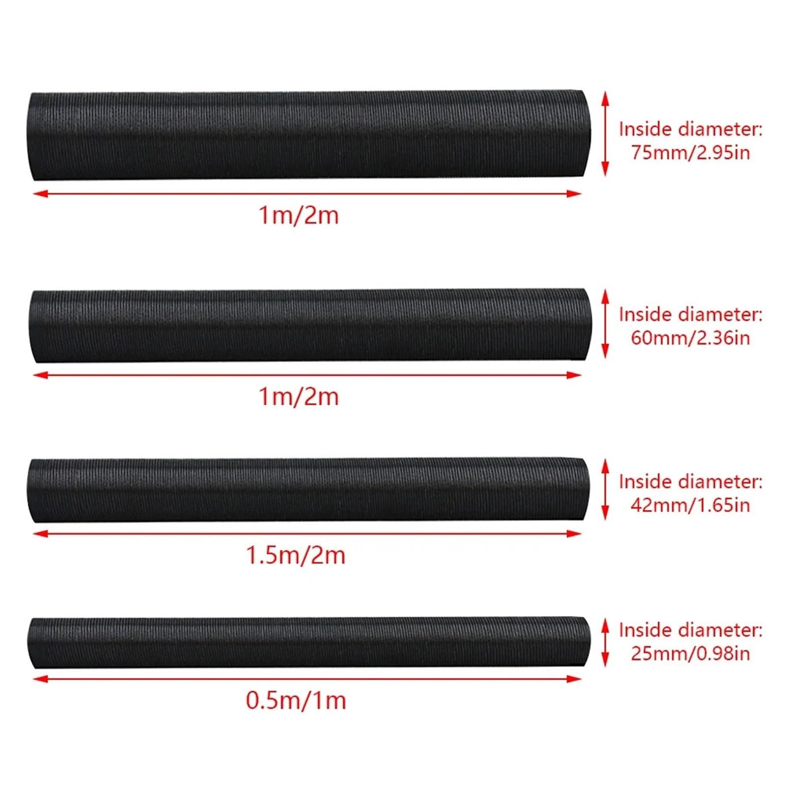 Wąż Do Ogrzewania Postojowego Webasto Eberspacher O Średnicy 25 Mm, 42 Mm, 60 Mm I 75 Mm, Długość 100–500 Cm, Z Możliwością Przedłużenia.(75mm Length 200cm)