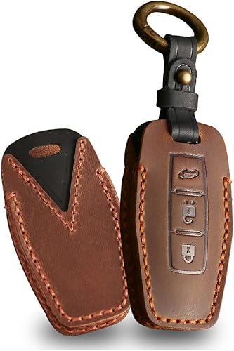 ontto Funda inteligente de cuero para llave de automóvil de 3 botones para Mitsubishi Outlander 2022 2023, accesorios elegantes para llaves, funda