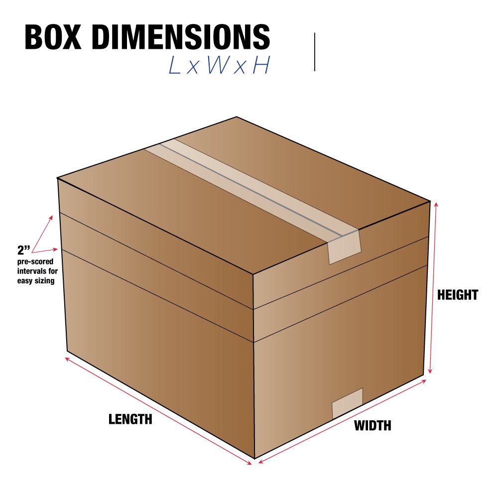 Tape Logic Shipping Boxes Multi-Depth 4"L x 4"W x 4"H, 25-Pack | Corrugated Cardboard Box for Packing, Moving and Storage