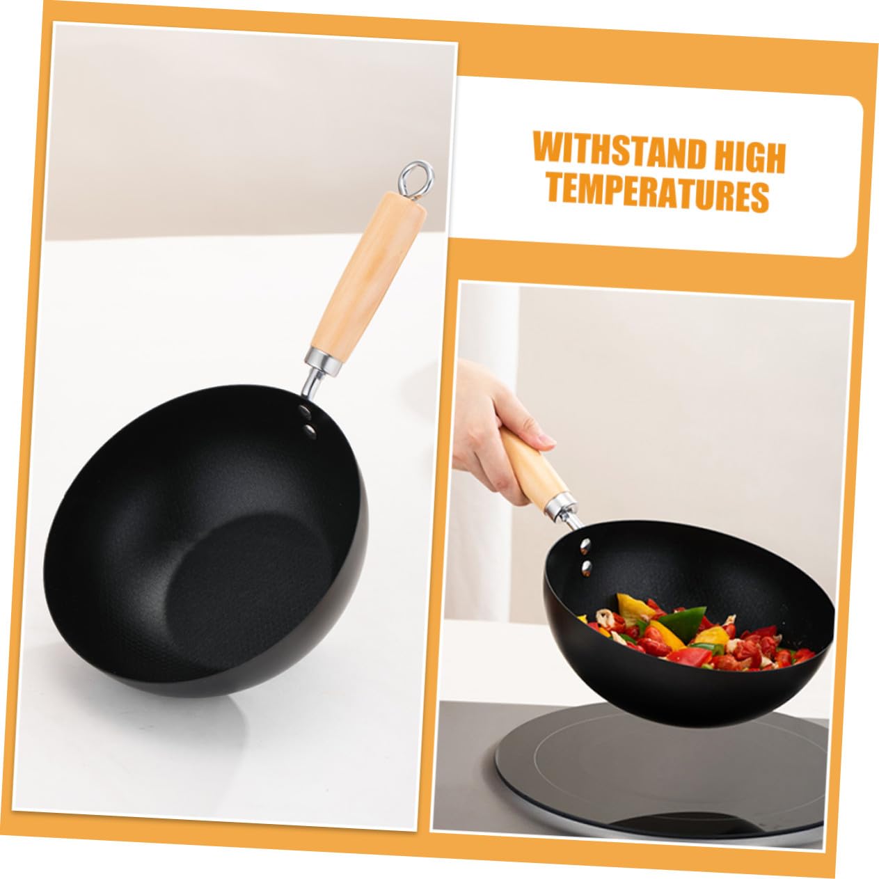 Kleiner Bratwok Aus Edelstahl 22cm Antihaftbeschichtete Alltagspfanne Für Induktionsherd Gasherd Elektroherd Kompakte Wok Pfanne Zum Braten Und Kochen Für 2 Personen