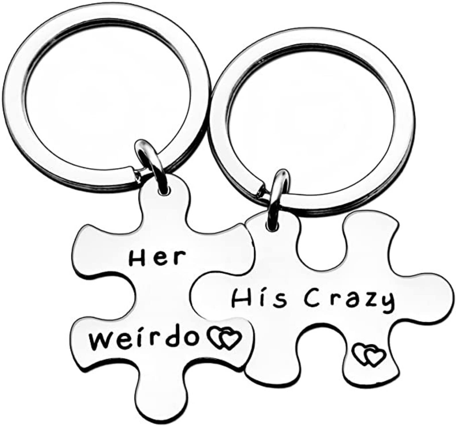 PSL Stainless Steel His Crazy Her Weirdo Couples Keychains Set,Personalized Couples Jewelry,Gift for Boyfriend Girlfriend