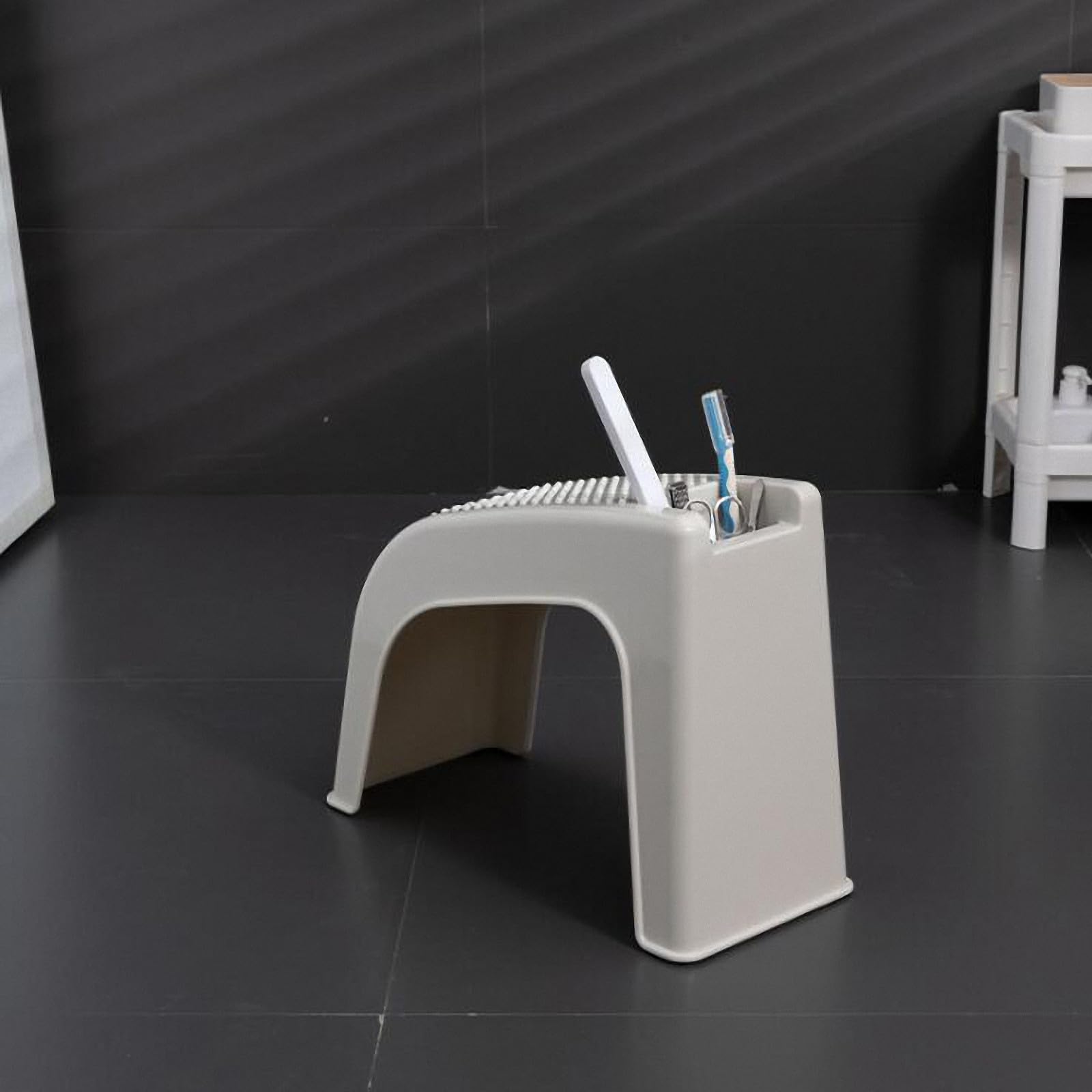 VILLCASE Badezimmer Fußhocker Pediküre Kunststoff Beige rutschfest für Erwachsene mit Massagefunktion Fußpflege Zubehör