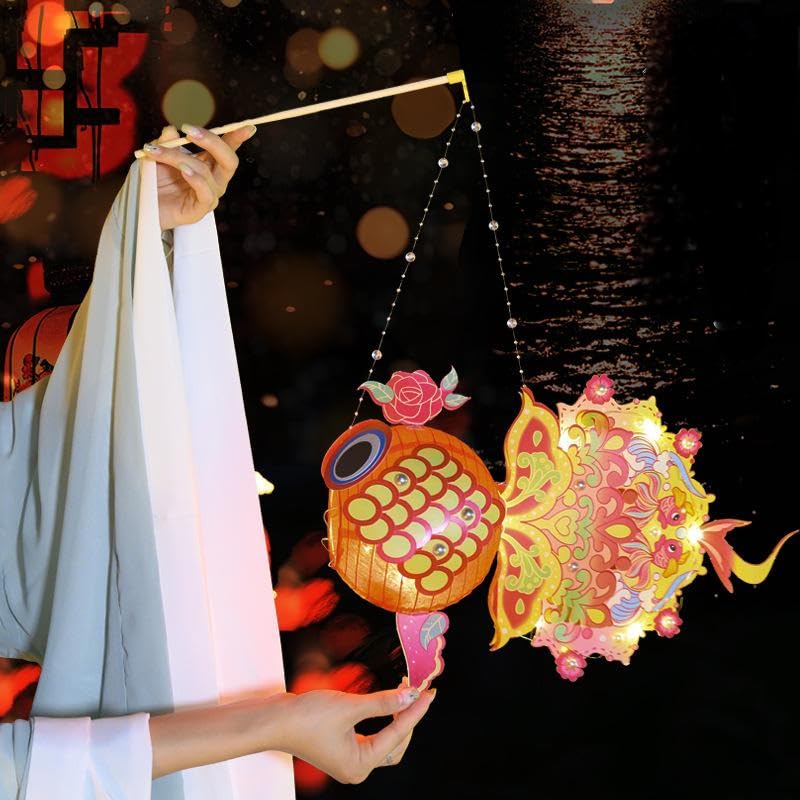 2pcs Cute Fish Chinese Hanging Paper Lanterns for Chinese New Year DIY Traditional Lantern Spring Festival Lunar New Year Decoration
