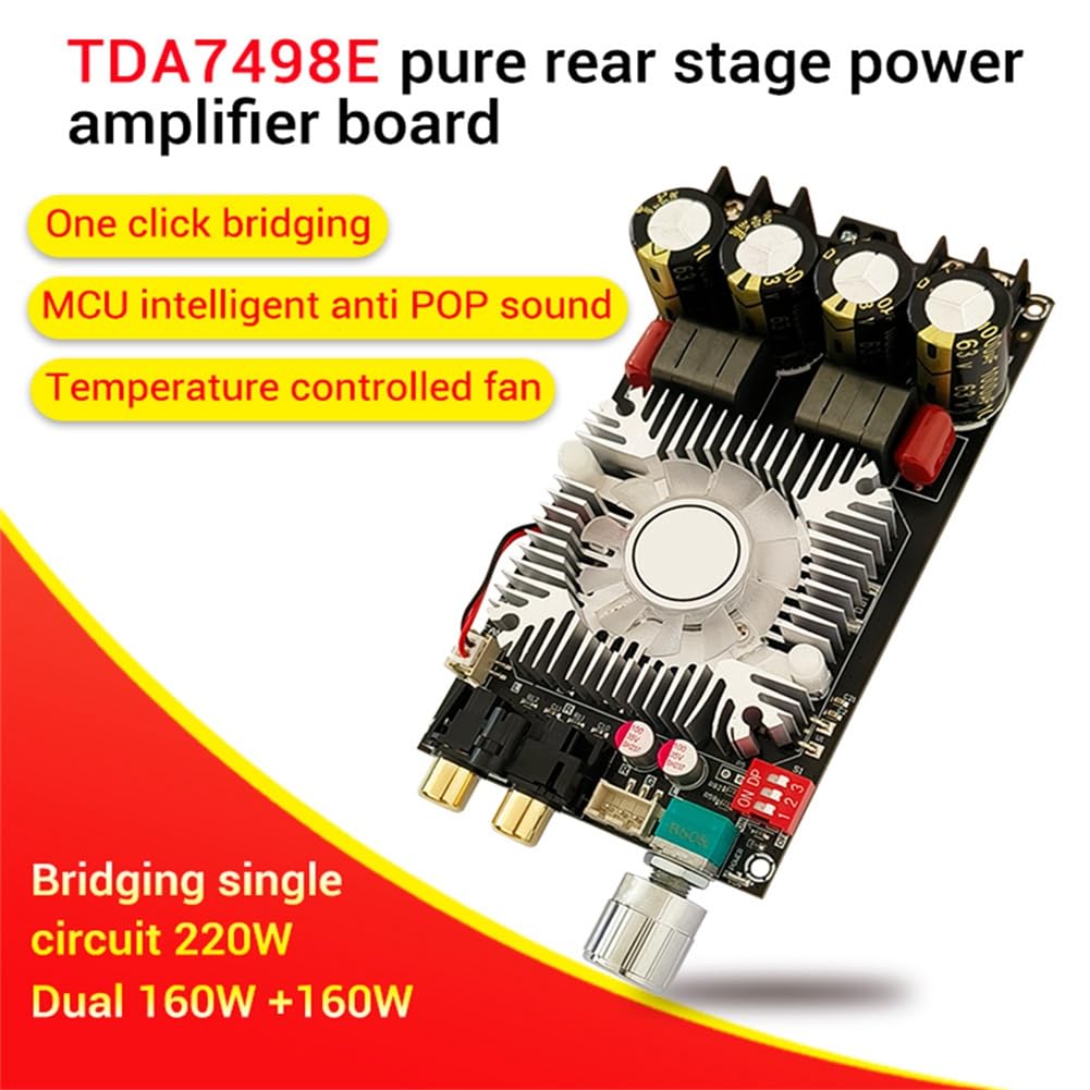 Scheda Amplificatore di Potenza Stereo Digitale TDA7498E, Scheda Amplificatore di Potenza Audio 2x160W a 2 Canali, Modulo Amplificatore a Canale Singolo 1x220W in modalità BTL