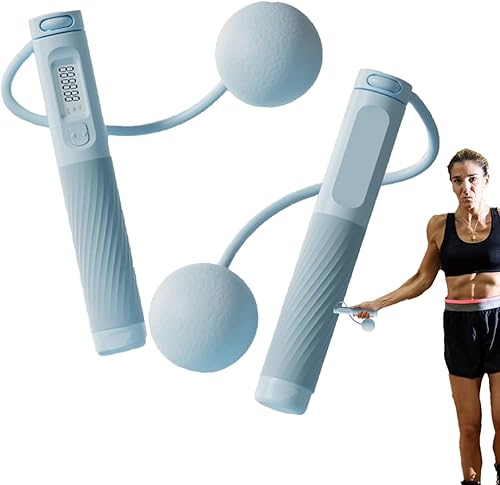 Miniatura 10 de Cuerda de saltar: cuerda de saltar de velocidad con peso para fitness con pantalla de contador digital, equipo de salto profesional para ejercicio y