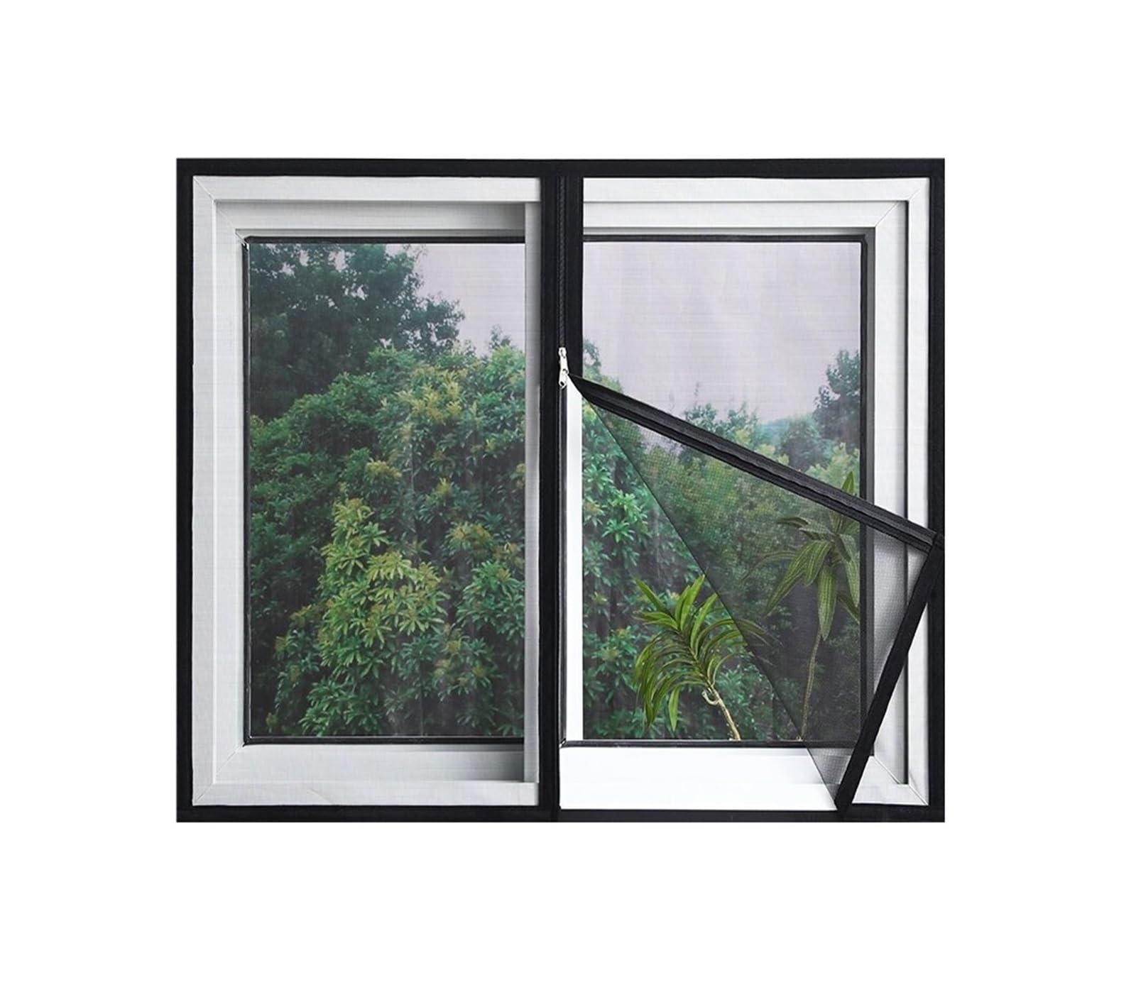Supkancl Width 60Cm 1Pc Zippered Mosquito Screen Household No-Drill Self-Adhesive To Install Breathable And Translucent Black(,Height 140Cm)