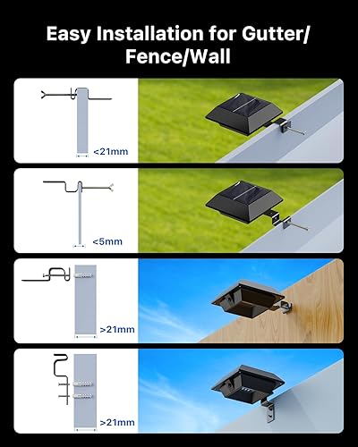 Miniatura 2 de Paquete de 8 luces solares para canaletas para exteriores, impermeables, 12 luces LED con clip para aleros, techo, lluvia, valla, barandilla, pared,
