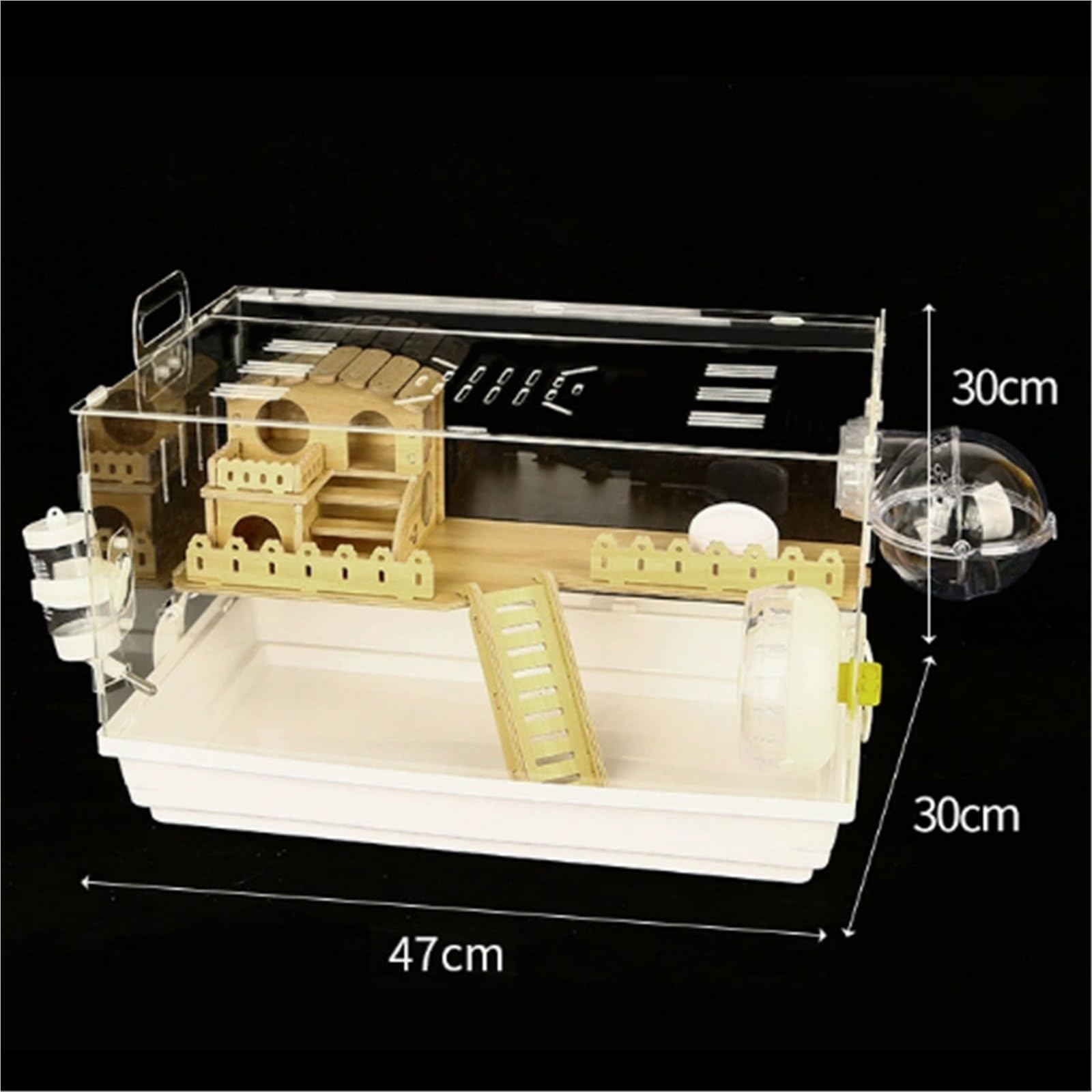 Cage à Hamsters Cage à Hamster Double Couche entièrement Transparente avec Accessoires en Bois spacieuse