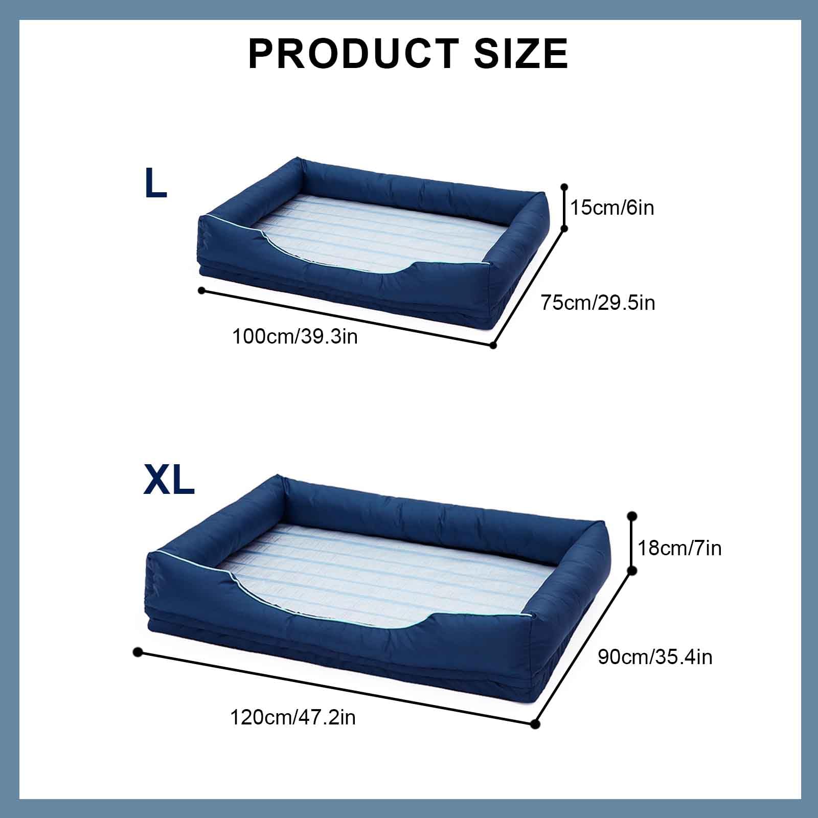 Cama Refrescante Perro, Alfombrilla Refrescante para Gato, Seda De Hielo Manta Enfriamiento para Mascotas con Colchon Perro Lavable Y Desenfundable,L