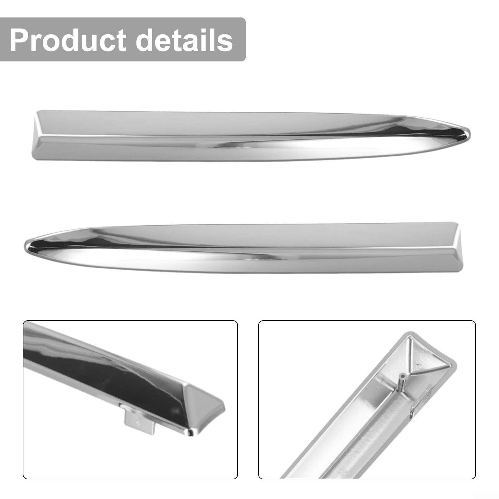 Modanatura cromata per paraurti anteriore superiore per 500 2007-2015, striscia decorativa esterna in plastica, sostituisce OEM 735455041 735455042, finitura argento, coppia