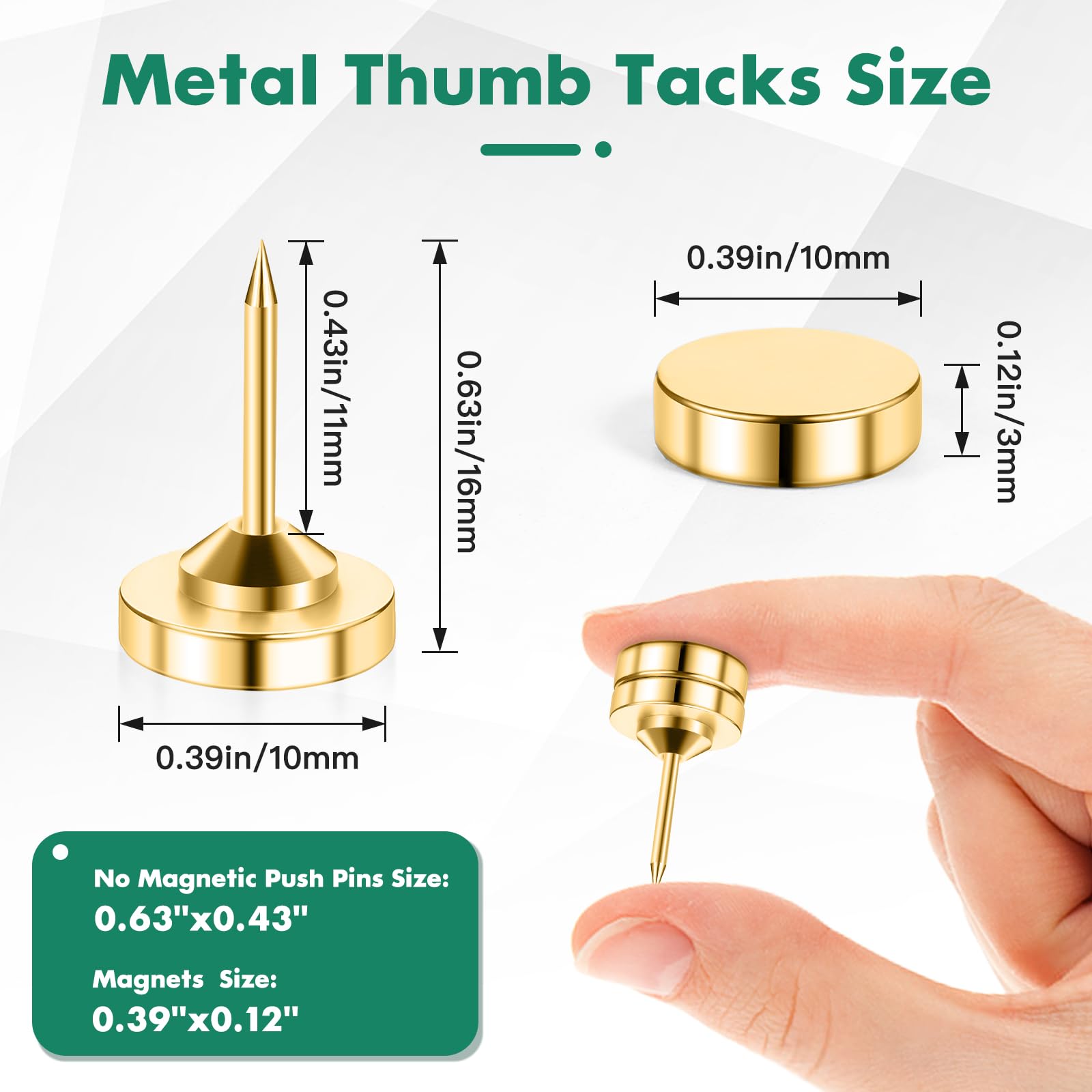 Magnetische flache Reißzwecken, goldfarbene Magnetnadeln, flache Reißzwecken, niedliche Reißzwecken für Wand, goldene Reißnägel für Korktafel, Posteraufhänger für Pinnwand, 50 Sets