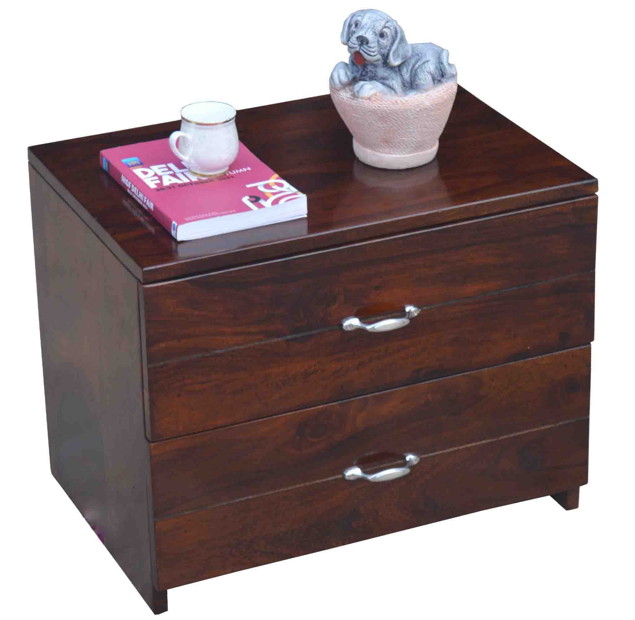 Solid Wood Bedside Table for Bedroom | Handmade Pure Wooden Bed Side Nightstand End Table with 2 Drawers Storage for Home & Bed Room-image-33