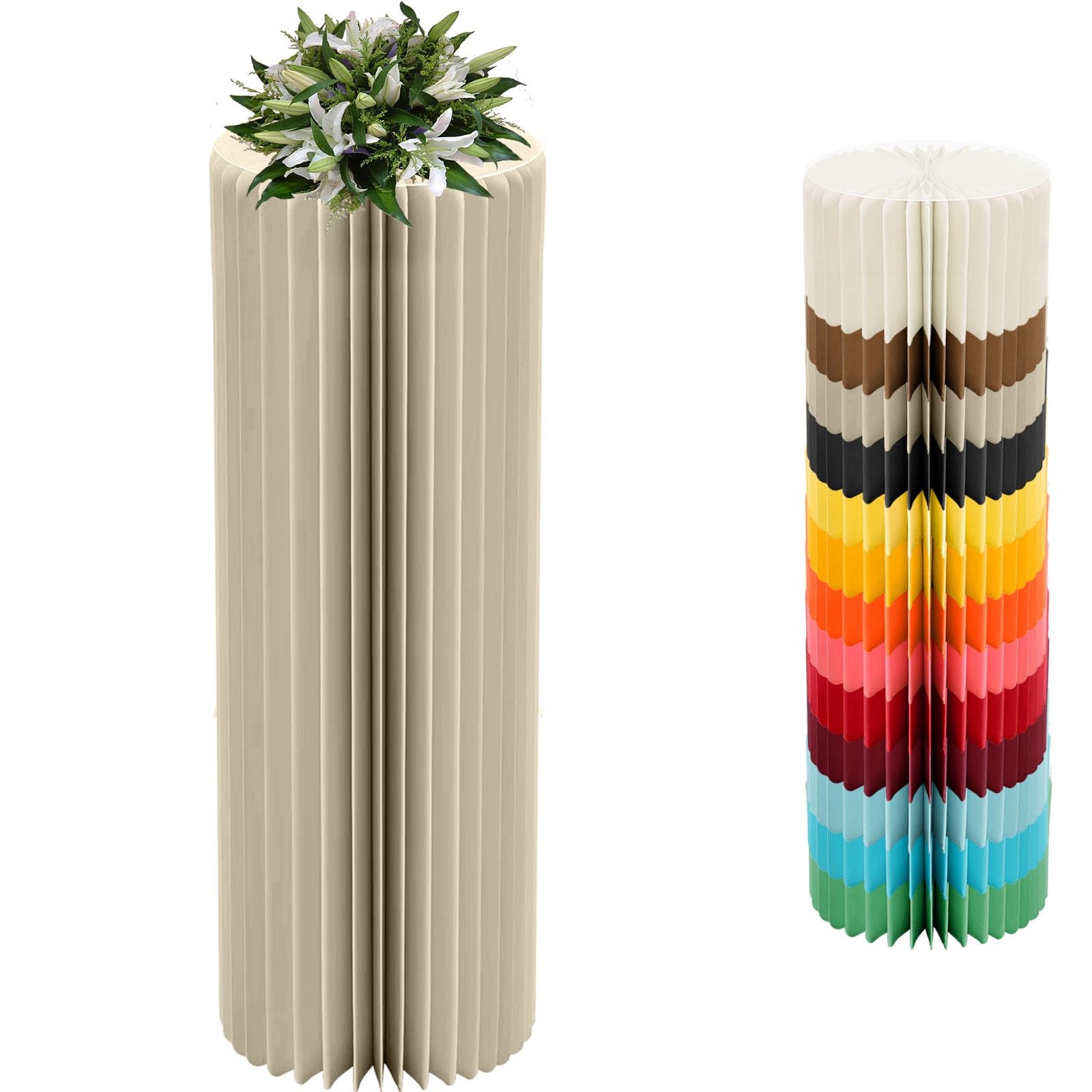 YTBHSHXZ plinth， Foldable Cardboard Cylinder Pedestal Cake Stand Multicolor 20-100cm(Light Gray,H 100cm/39.4in)