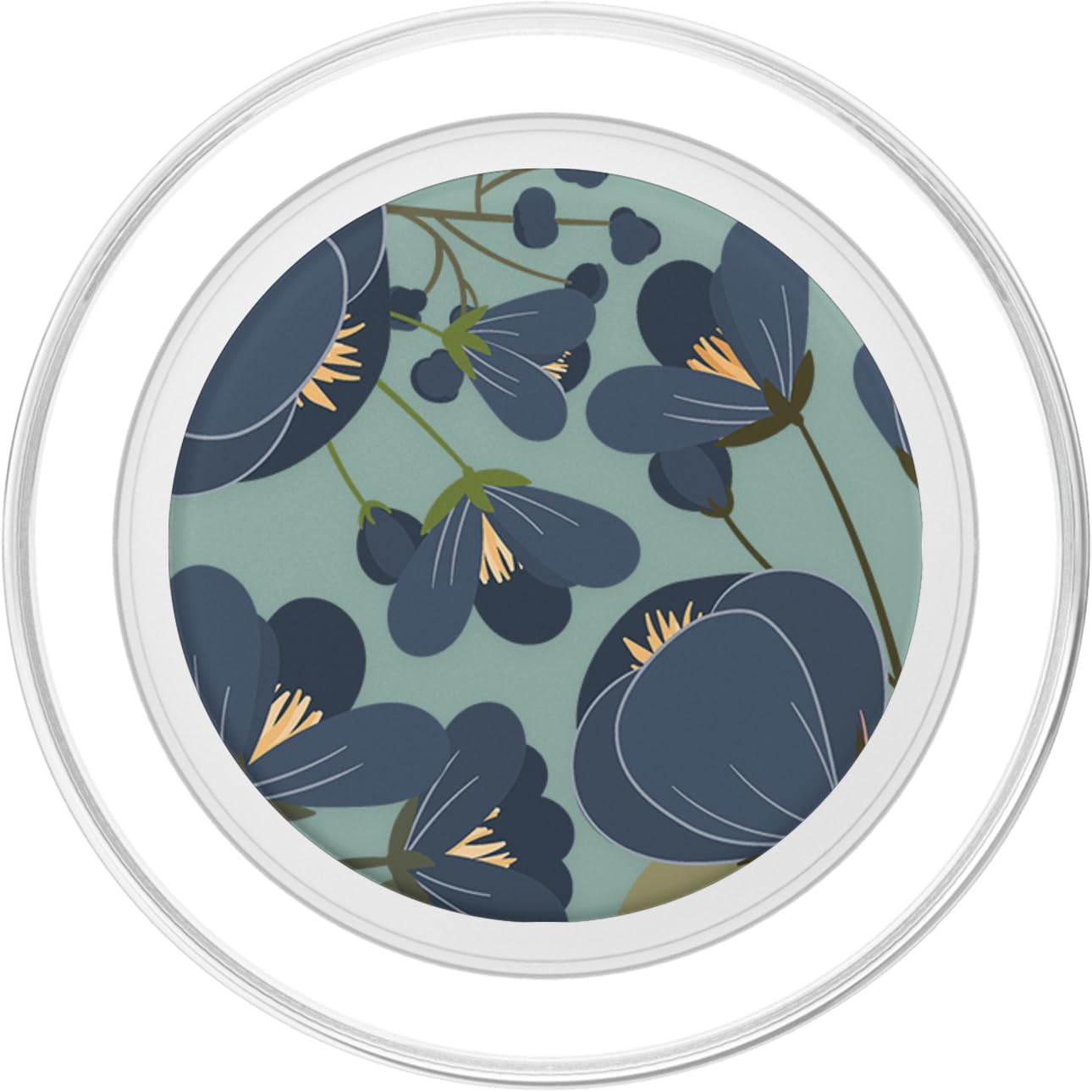 Cute Navy Blue Floral Botanical Pattern PopSockets PopGrip: Swappable Grip for Phones & Tablets PopSockets MagSafe PopGrip for iPhone