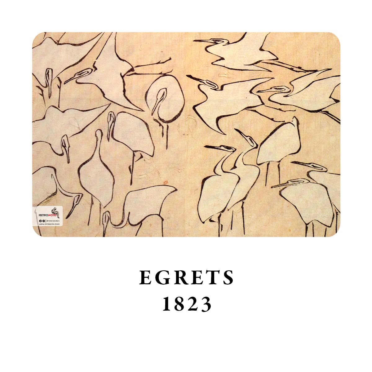 Retronote Mount Fuji Series I – A6, Hokusai Set di 4 quaderni I, senza righe, per un totale di 192 pagine, 48 pagine, rilegatura a filo, copertina flessibile, bordo ovale, struttura in tela, 60 grammi