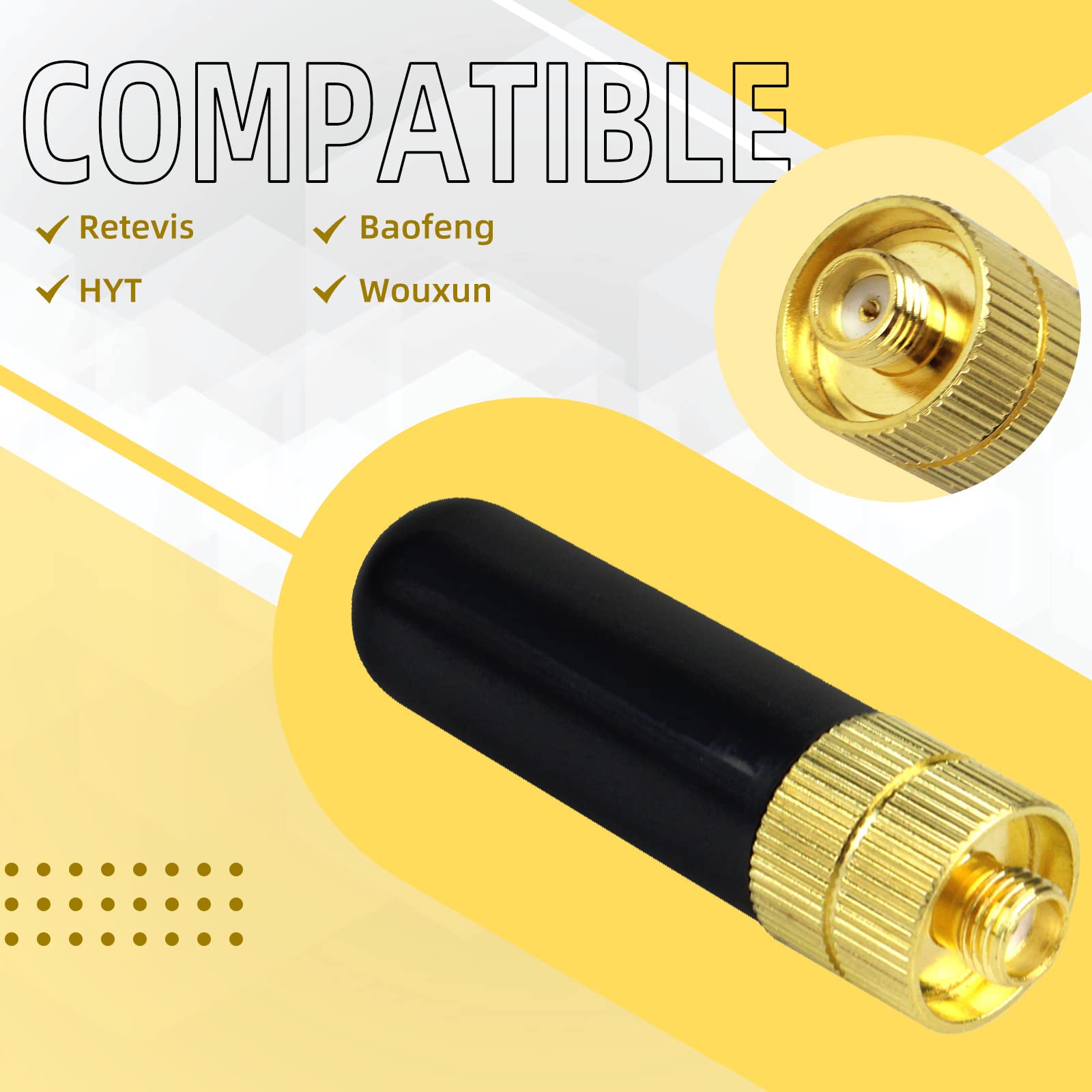 Retevis RT805S Walkie Talkie Antenna Corta SMA-F Doppia Banda UHF VHF Compatibile con Baofeng UV-5R BF-888S
