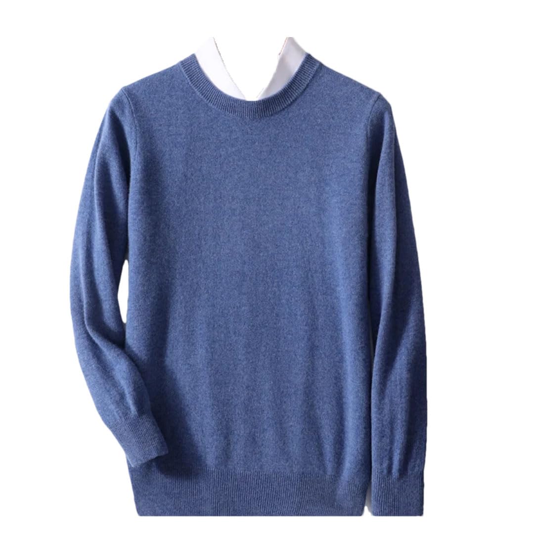 Jersey De Punto con Cuello Redondo para Hombre, Suéter Básico Informal De Cachemira De Color Sólido
