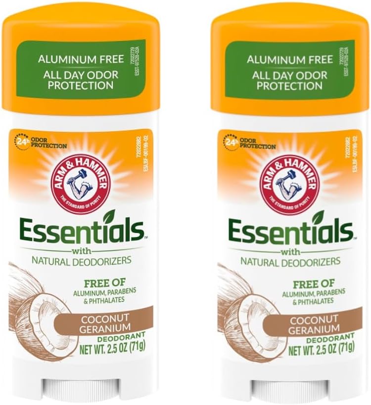 Essentials Deodorant - Made with Natural Deodorizers - Coconut Geranium - Free From Aluminum, Parabens & Phthalates, 2.5 oz (Pack of 3)