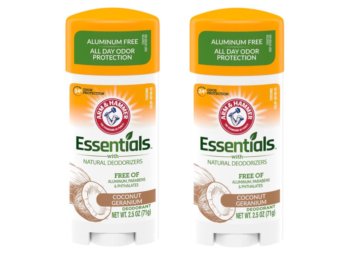 Essentials Deodorant - Made with Natural Deodorizers - Coconut Geranium - Free From Aluminum, Parabens & Phthalates, 2.5 oz (Pack of 3)