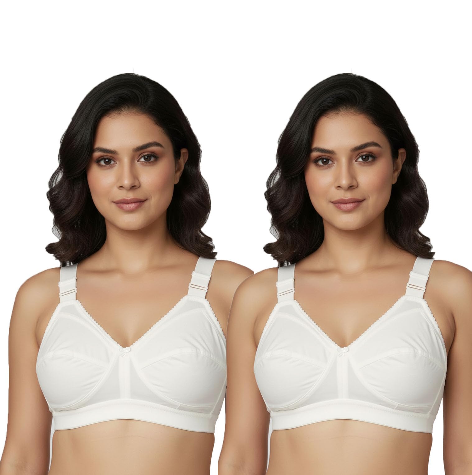 Women's Cotton T-Shirt Bra-Pack of 2 Wire Free Non Padded-picture-48