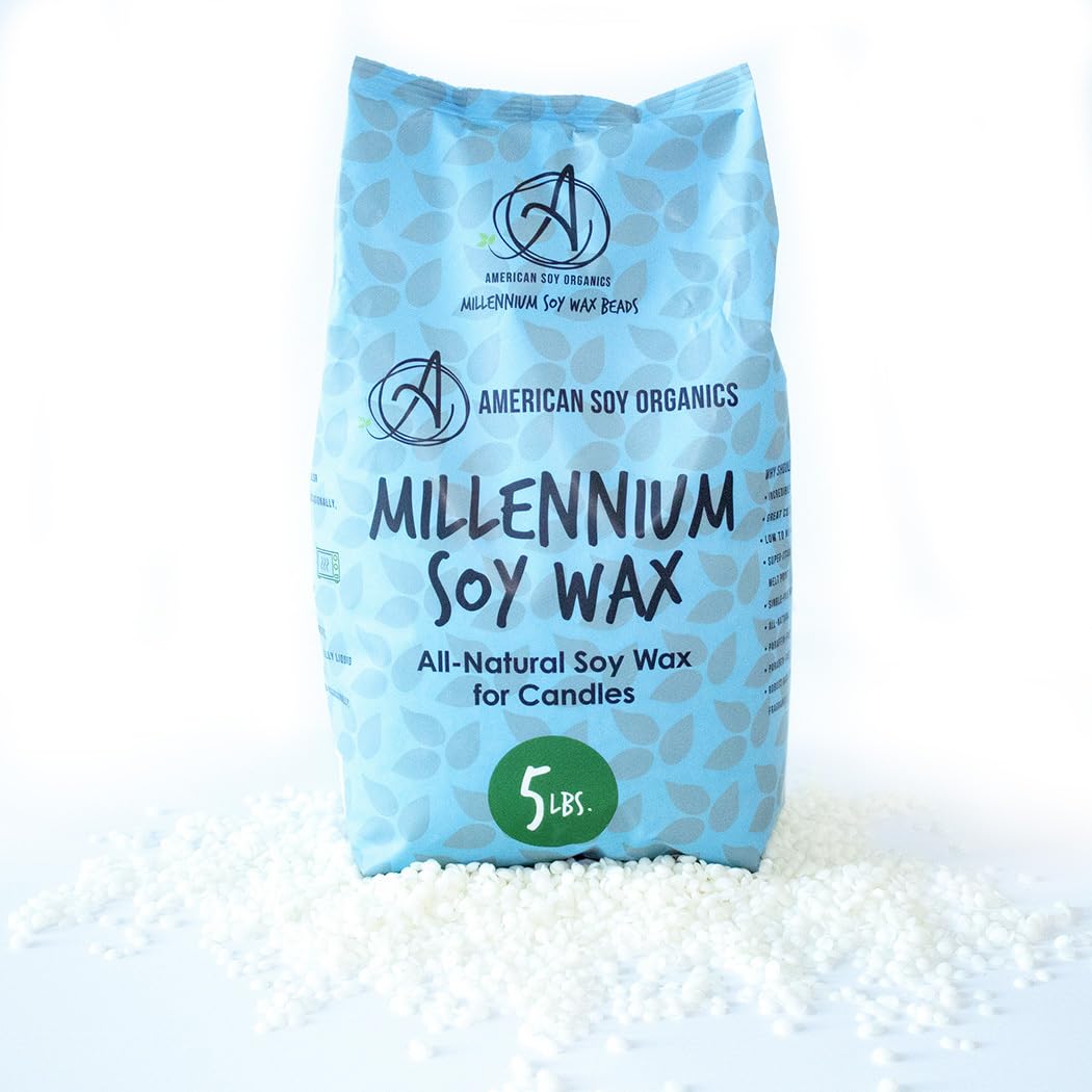 American Soy Organics Millennium Wax - Bolsa de cera de soja natural de 5 libras para hacer velas