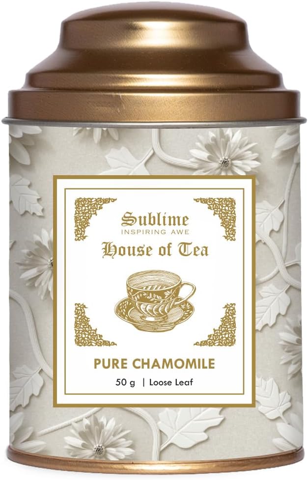 Sublime Pure Chamomile Herbal Loose Leaf Premium Tea - 50g, Pack of 1, Aid's Digestion, Improve's Sleep