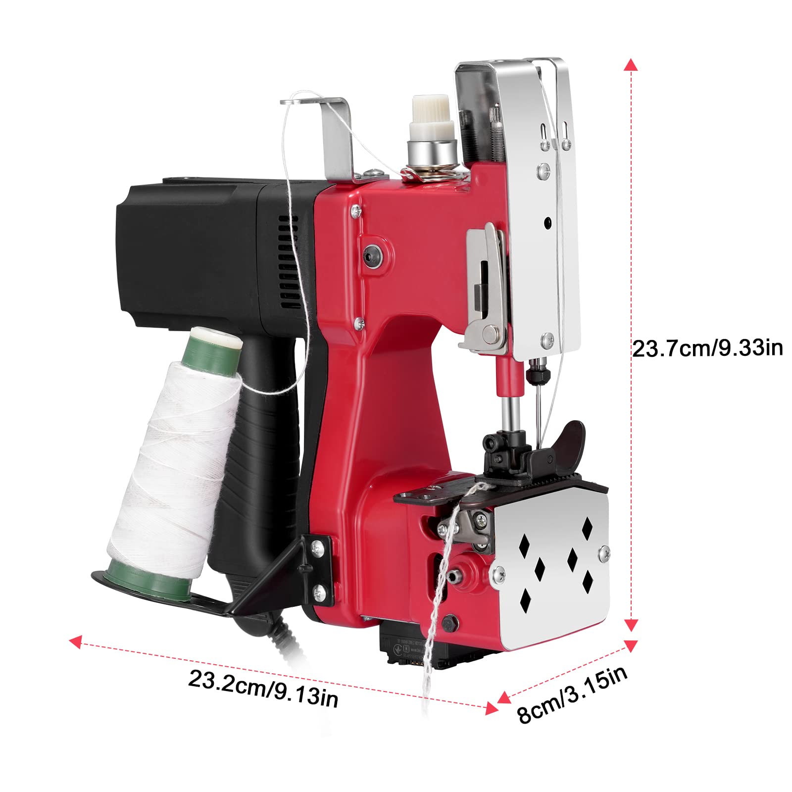 Machine de fermeture de sac 2 secondes/sac,220V Portable Machine à coudre Sac Stitcher électrique Coudre scellant couseuse pour sac en peau de serpent tissé Sac en papier de riz en plastique