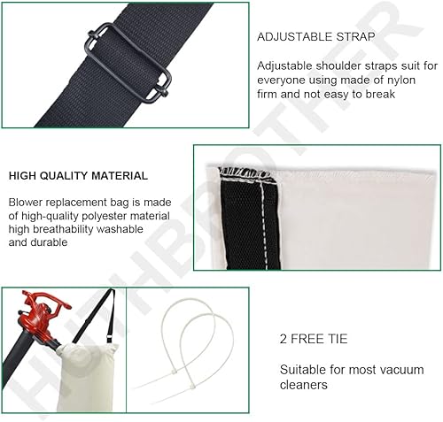 Miniatura 2 de Bolsa universal de basura al vacío de hojas, repuesto de bolsa inferior para sopladores de hojas al vacío y rastrillo ultra soplador, compatible con