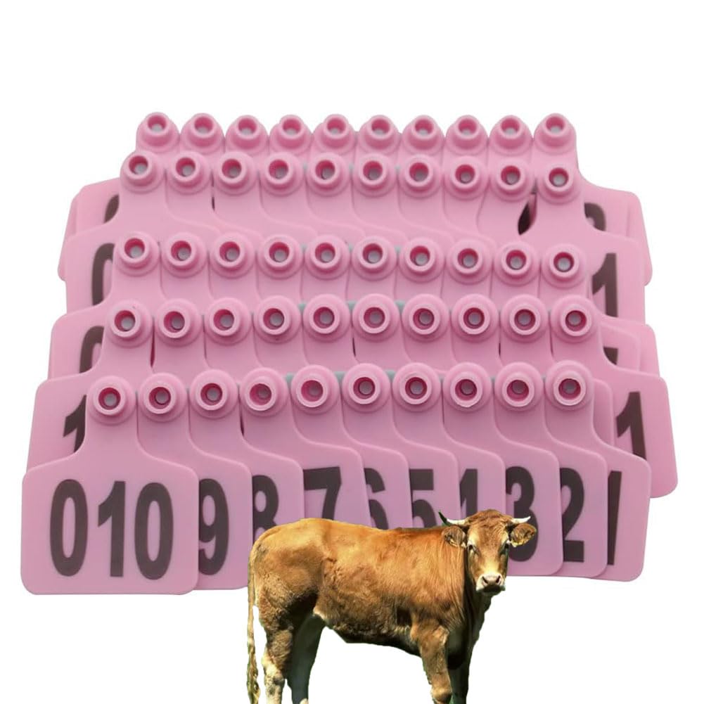 Kolczyki do identyfikacji zwierząt, Plastikowe kolczyki 100-500 szt. Wielokolorowe, wiele rozmiarów Identyfikacja zwierząt gospodarskich(Pink,Adult cattle201-300)