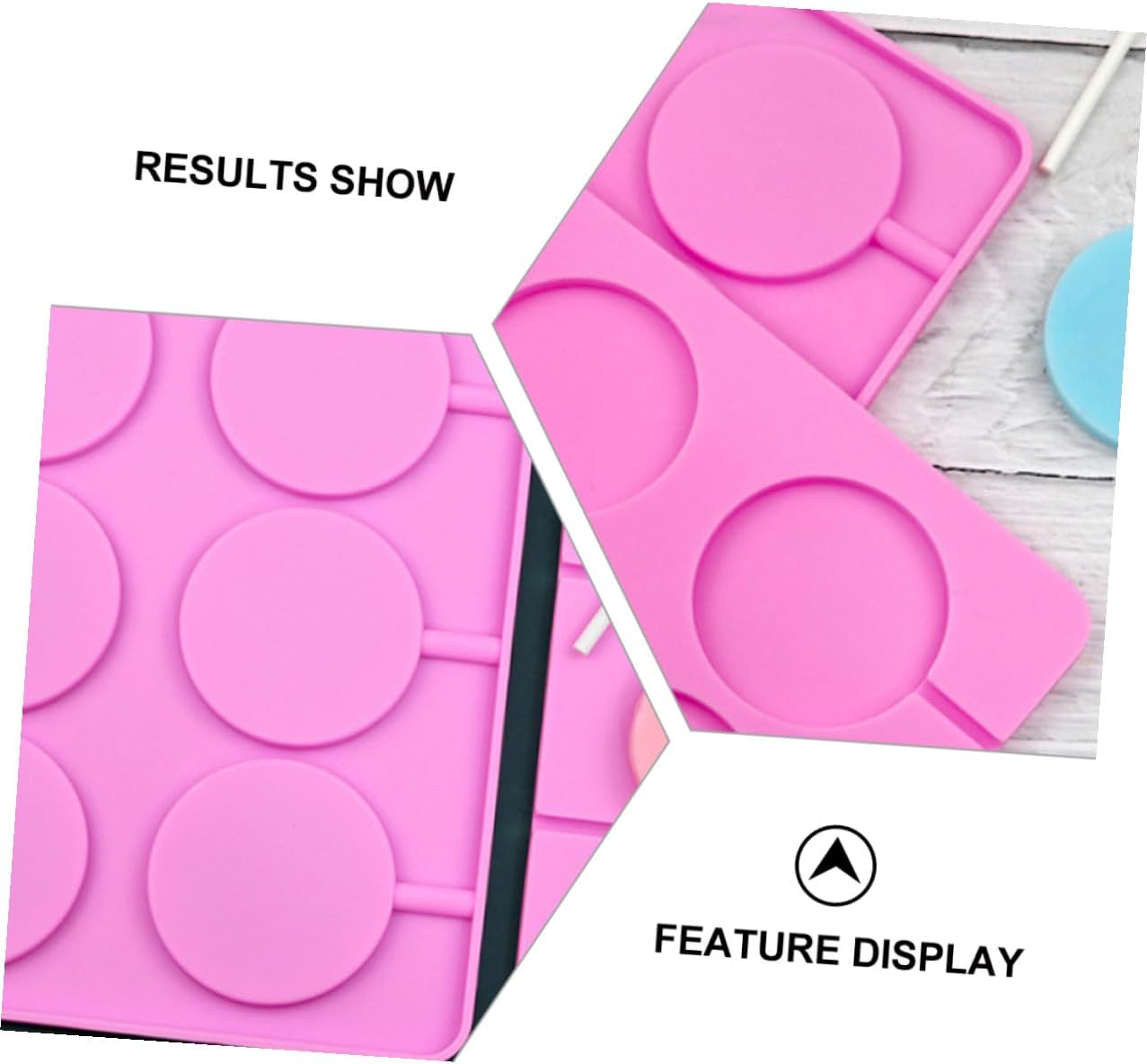 GLEAVI 8-cavity round Silicone Lollipop Mold Set with 40 Sticks, Food-grade Non-stick Candy Baking Mold for Home Candy Making and Chocolate Treats