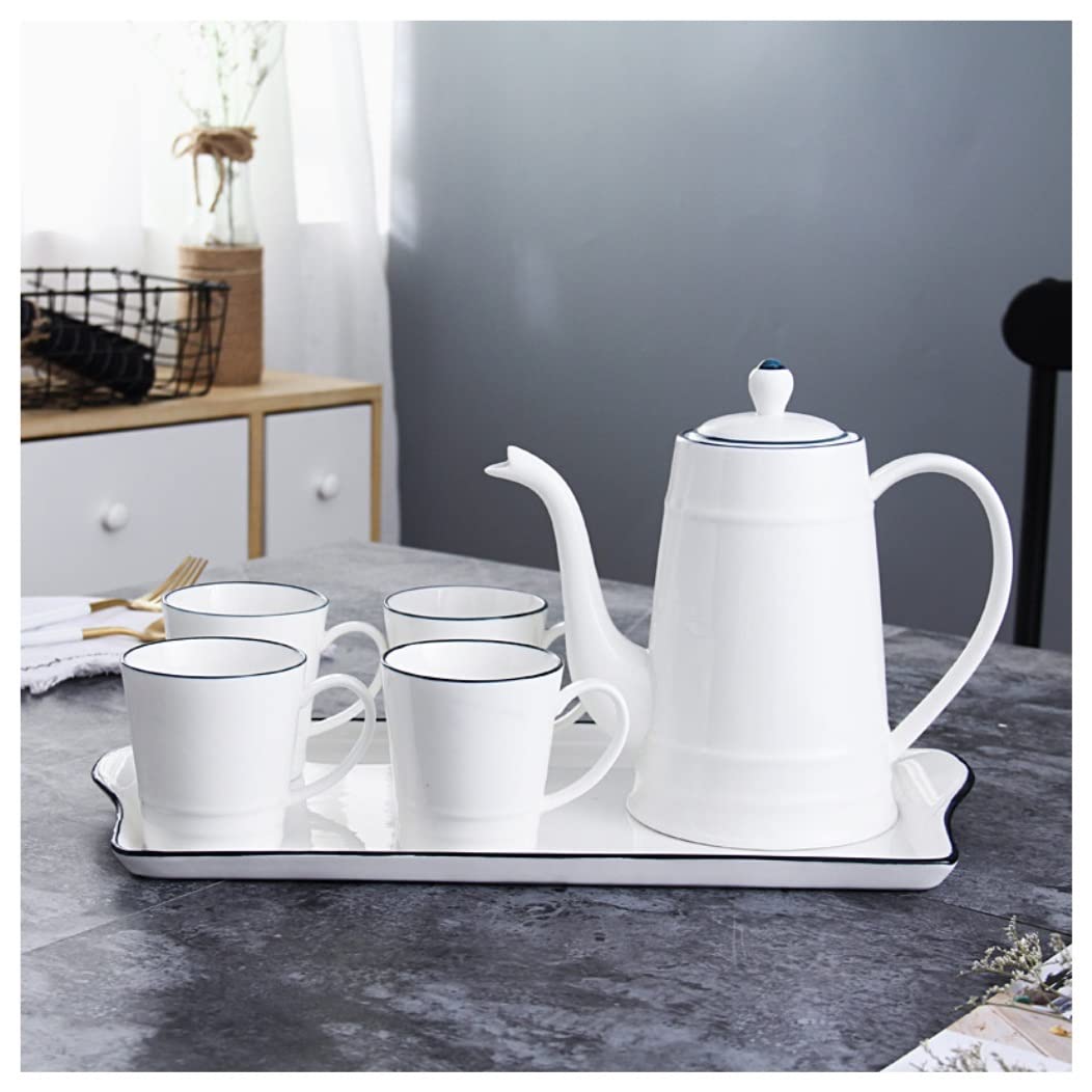 Zestaw Do Herbaty Ceramiczny Zestaw Filiżanek Do Herbaty Z Tacą Na Herbatę Kreatywny Ceramicznych Kawy Prosty Nordycki Domu Akcesoria Kuchenne(6 Pieces)