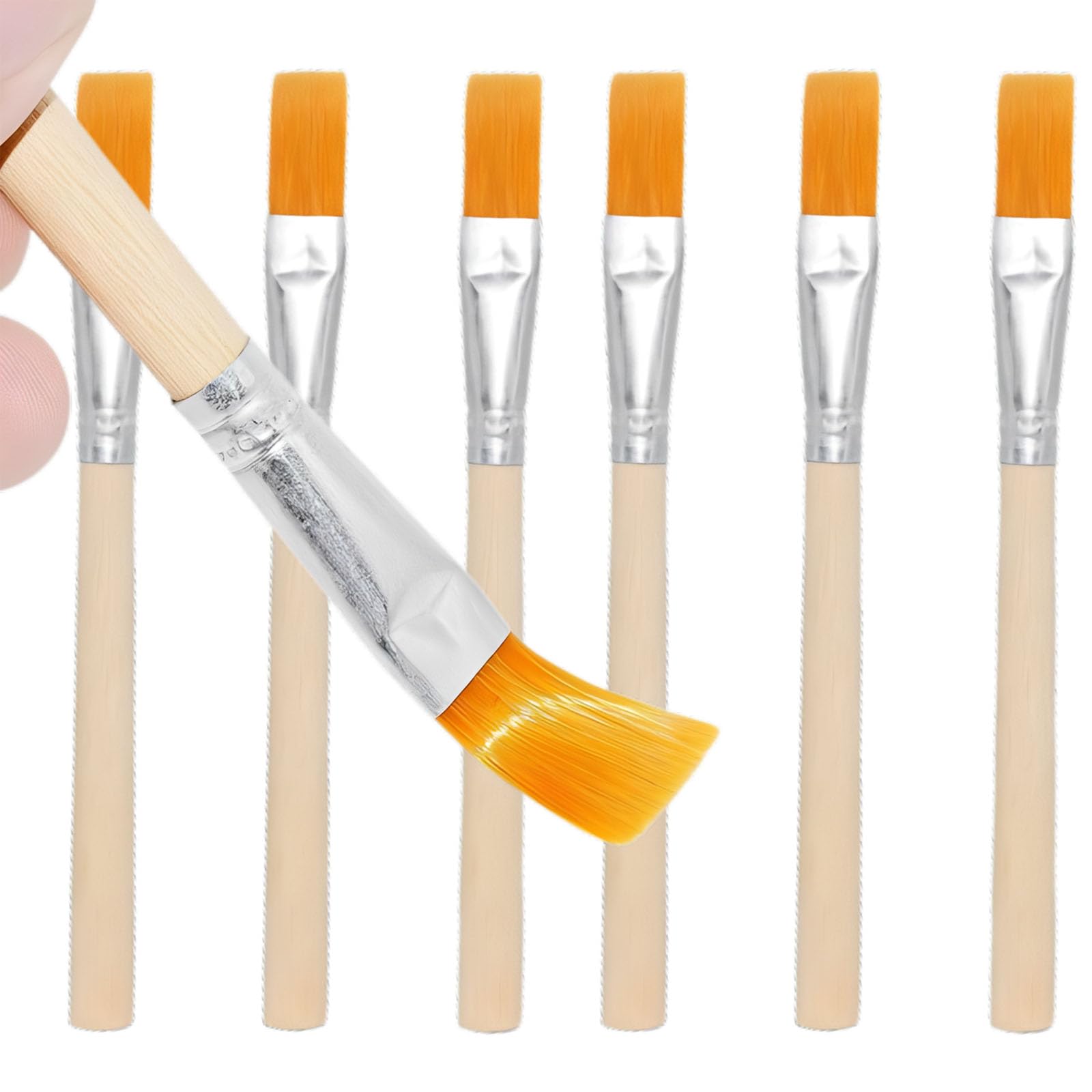 16 Pcs Flux Brush, Wide Solder Flux Brushes Chip Paint Small Wooden Handle Glue Brush Nylon Brush Head Round Paint Brush Set Applying Flux Glue, Lubricants