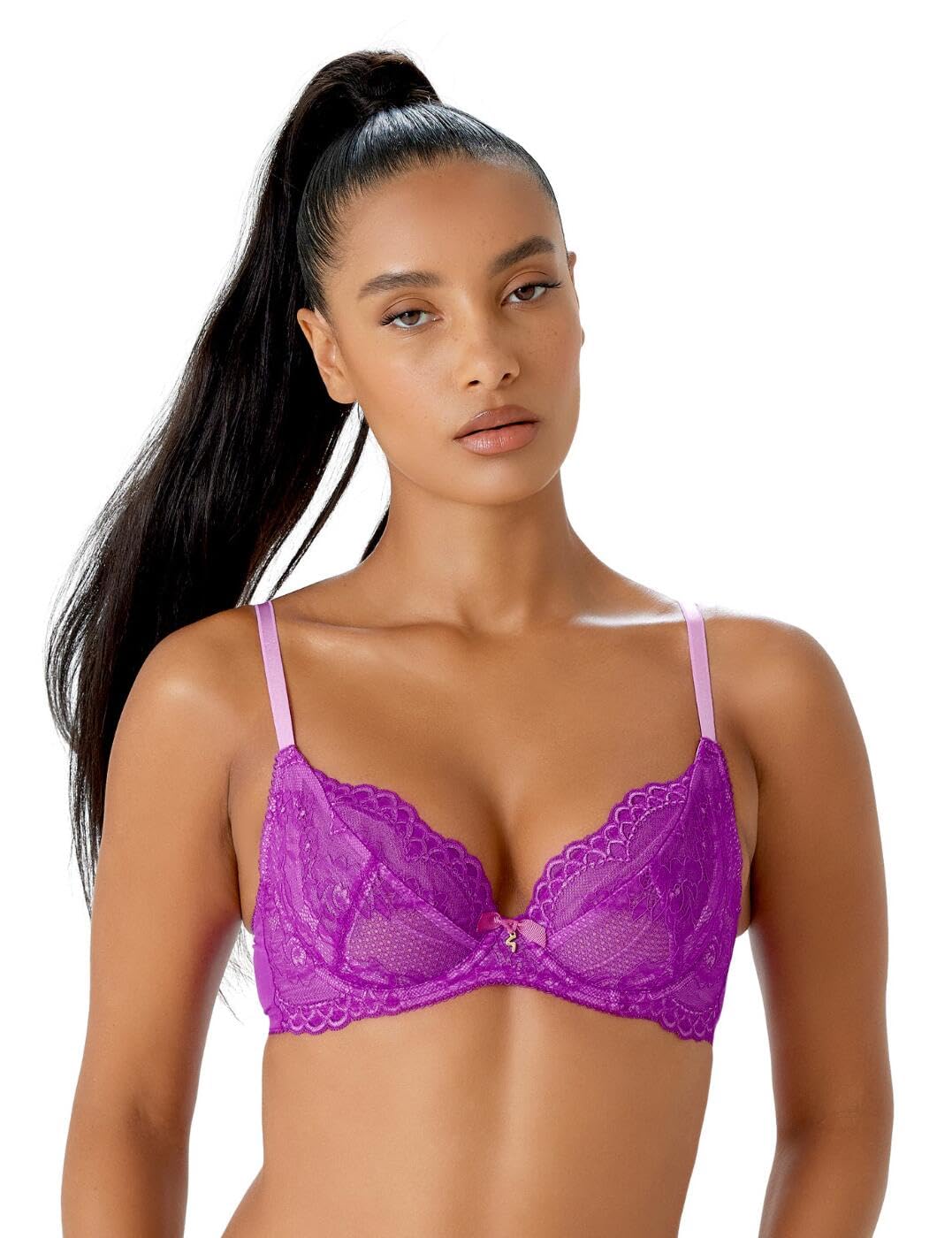 Gossard Women's Superboost Lace Non-Padded Plunge Bra, Orchid, 32C
