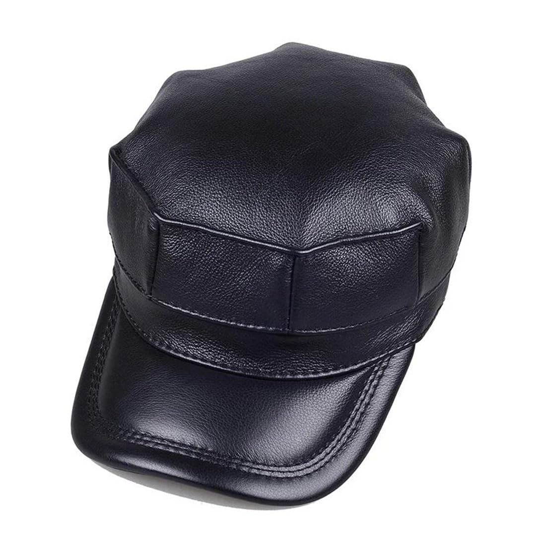 Gorro octogonal de primera capa de invierno para hombre, de piel de vacuno, cálido, protección auditiva, gorra militar con lengua de pato