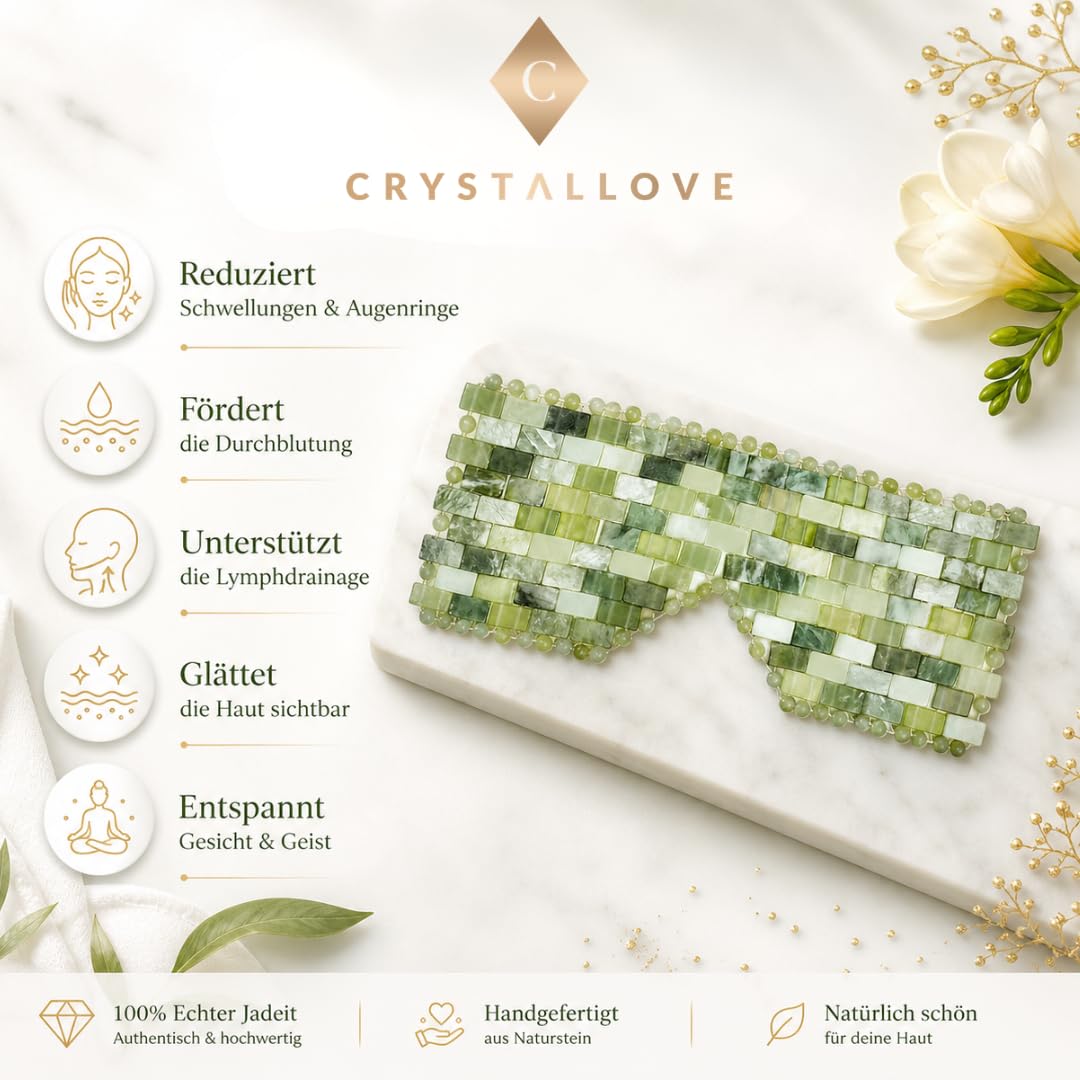 CRYSTALLOVE Jade Gesichts- und Körpermaske – Kühlende Augenmaske gegen Schwellungen & Augenringe – Anti-Aging Beauty Tool für strahlende Haut & Entspannung – Für Damen & Herren