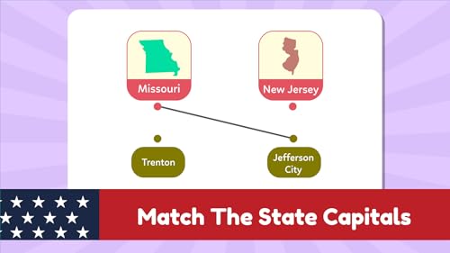 US States Quiz: USA Capitals Map & Flags Puzzle Learning Games for Kids | World Geography Games