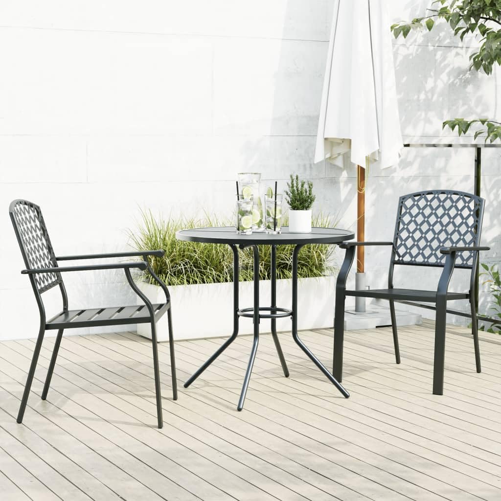 Chaises de jardin résistantes aux intempéries lot de 3 en acier