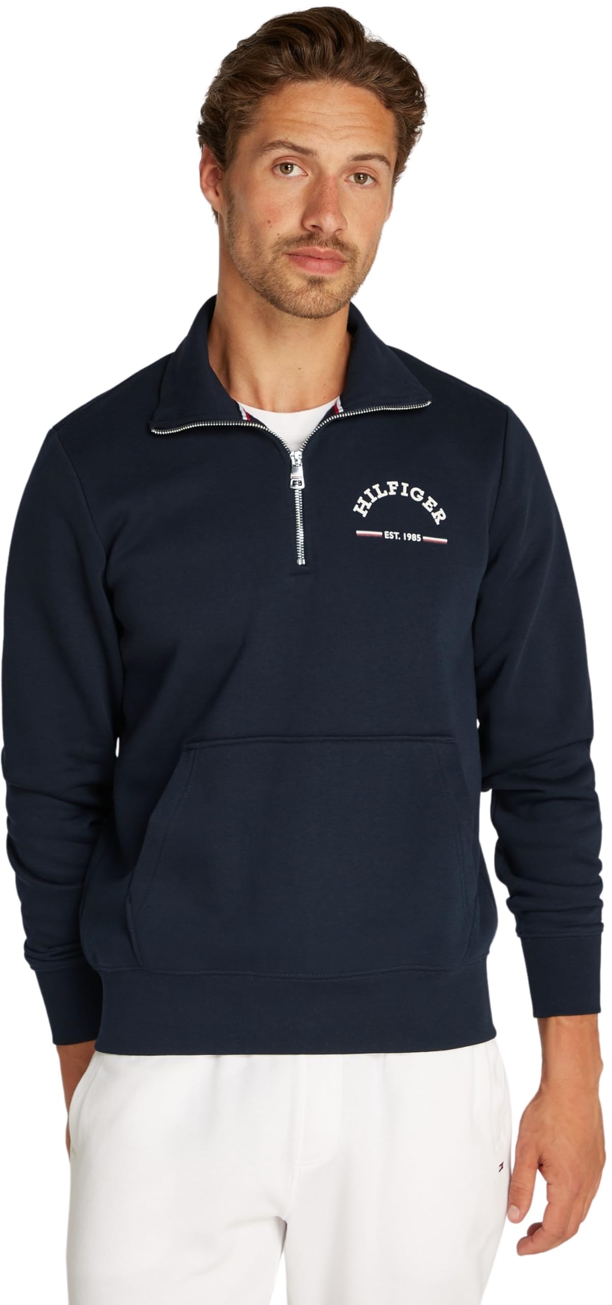 Tommy Hilfiger Men's Collar Zip Sweatshirt without Hood, Blue (Desert Sky), 3XL