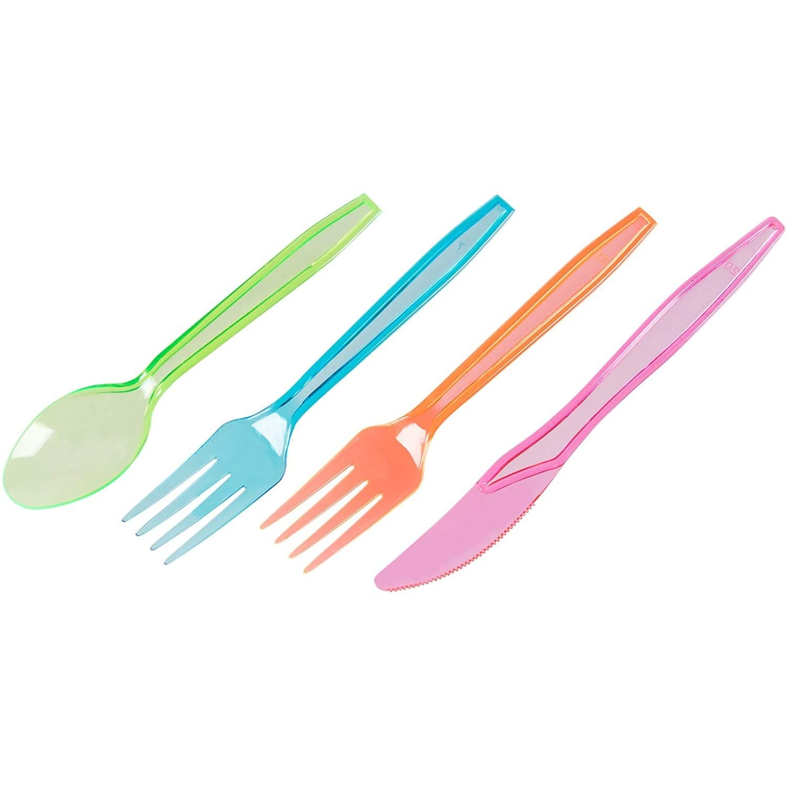 Juvale Rainbow Plastic Silverware Set - 144 Pieces, 6"/6.5"/5.5" Neon Forks, Knives & Spoons - Disposable Tableware & Party Utensils - Colorful Plastic Cutlery for Bachelorette Party Decorations