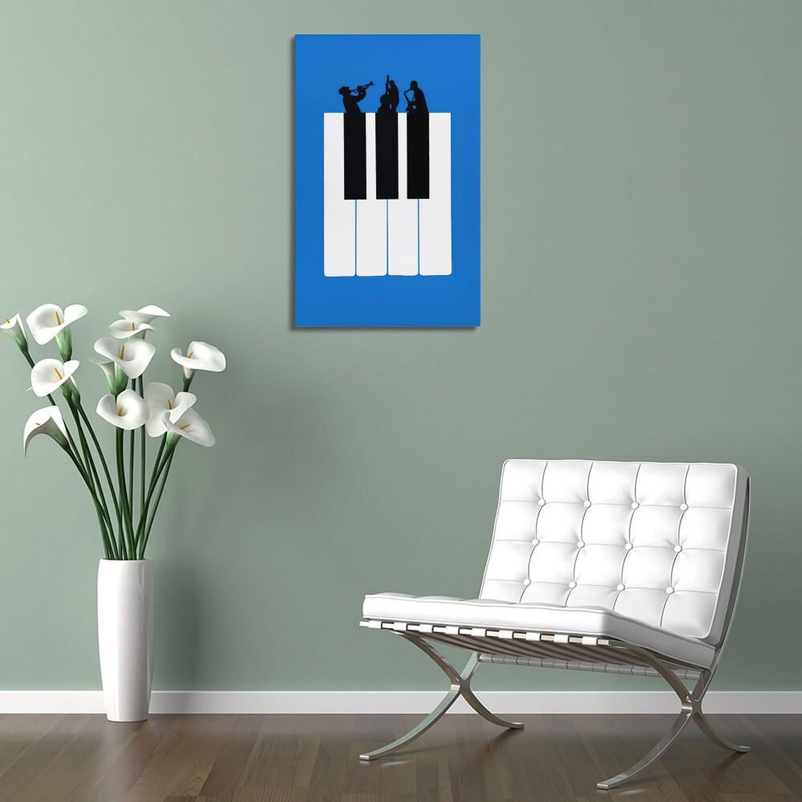 XMUXCY Poster artistico da parete su tela con musica, pianoforte, band jazz, decorazione moderna per soggiorno, camera da letto, ufficio, 60 x 90 cm