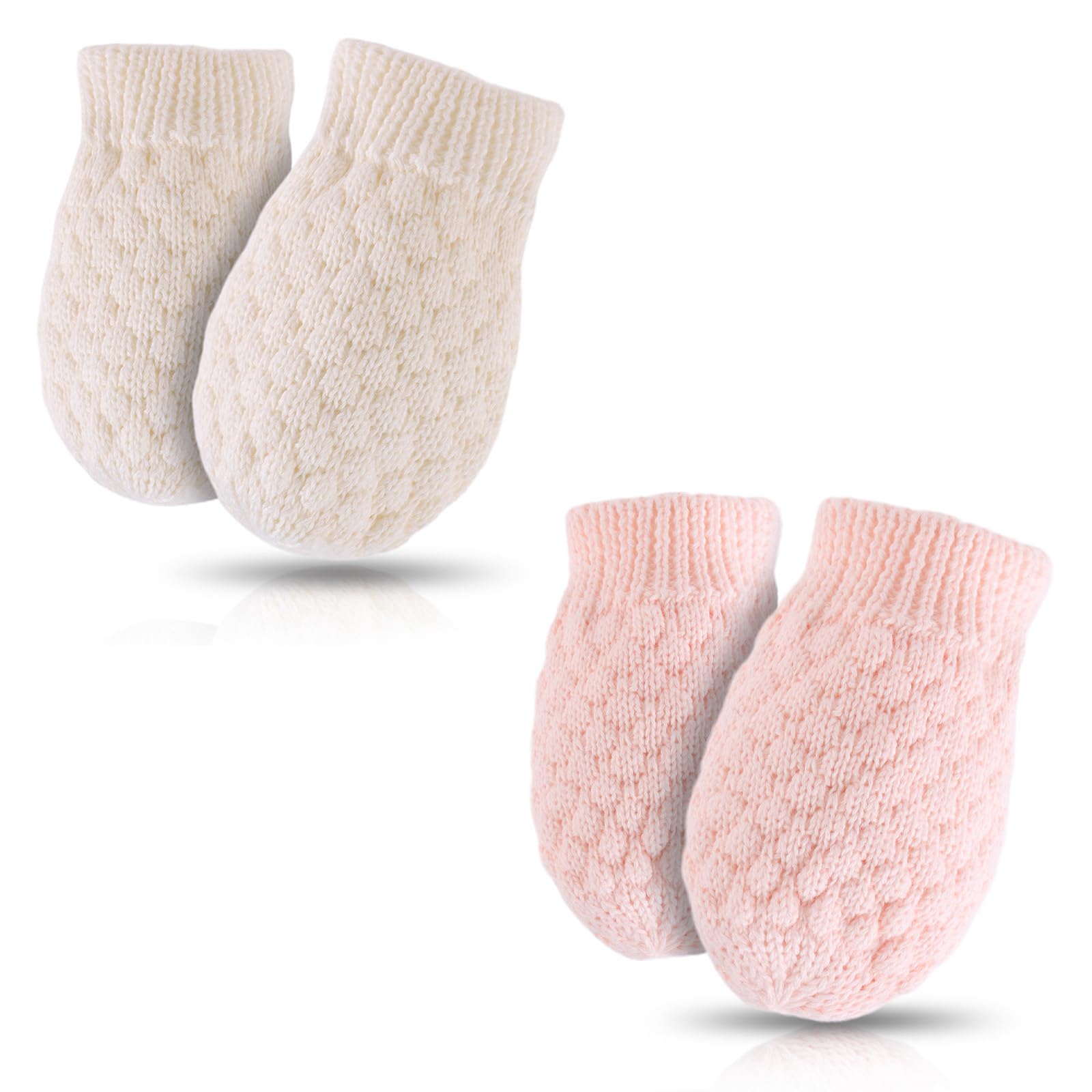 Baby Knit Mittens Toddler Boys Girls Gloves Winter Infant Newborn No Scratch Mitten 0-3 Years (2PCS-C, 0-1 Years)
