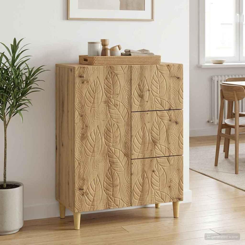 Madera de eucalipto estilo vintage Aparador con estantes 66 x 34 5 x 90 cm