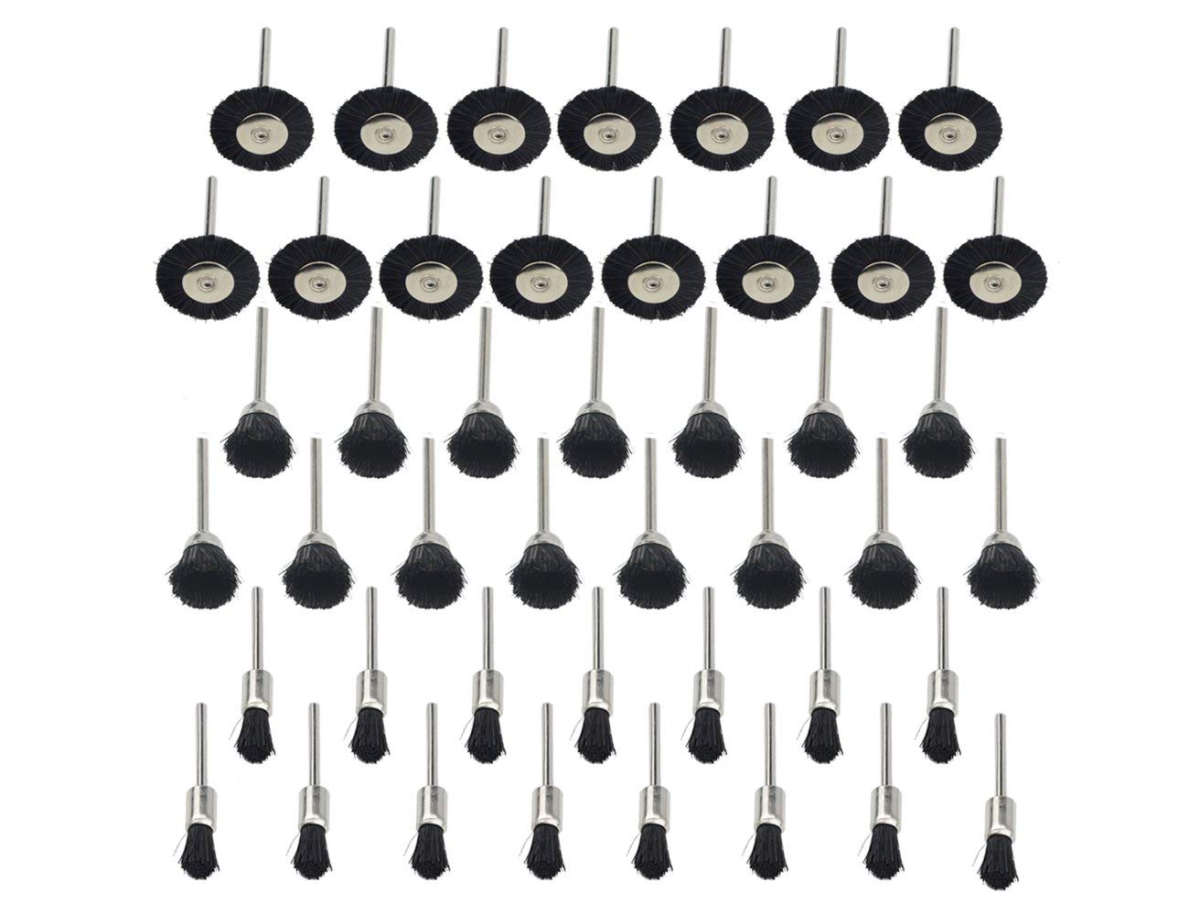 DIY Crafts Soft Nylon Bristle Brushes Cup Wire Brush Set Cleaning Polishing Accessories 2.35mm Shank for Dremel Rotary Drill Tools. (Design No # 11, Pack of 45 Pcs)