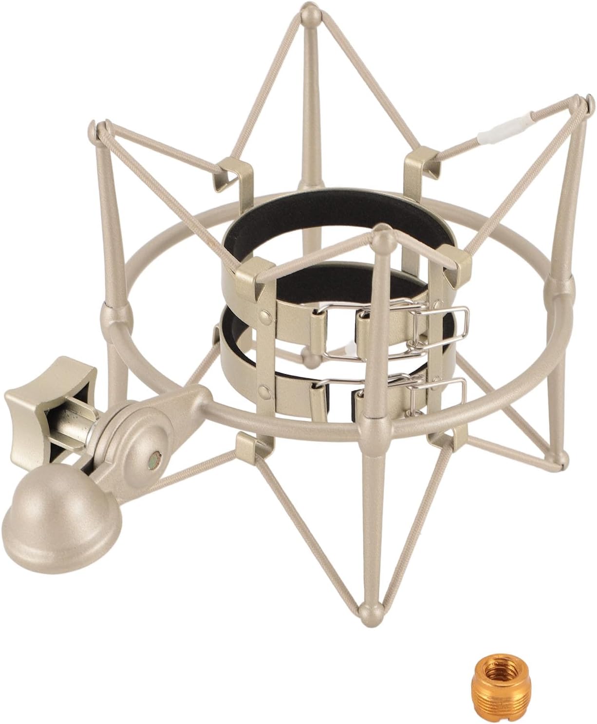 Tangxi 60MM Microphones Shock Mount, Gold, High Isolation, Anti Vibration, Spider Shockmount Stand for Microphones up to 60MM Diameter